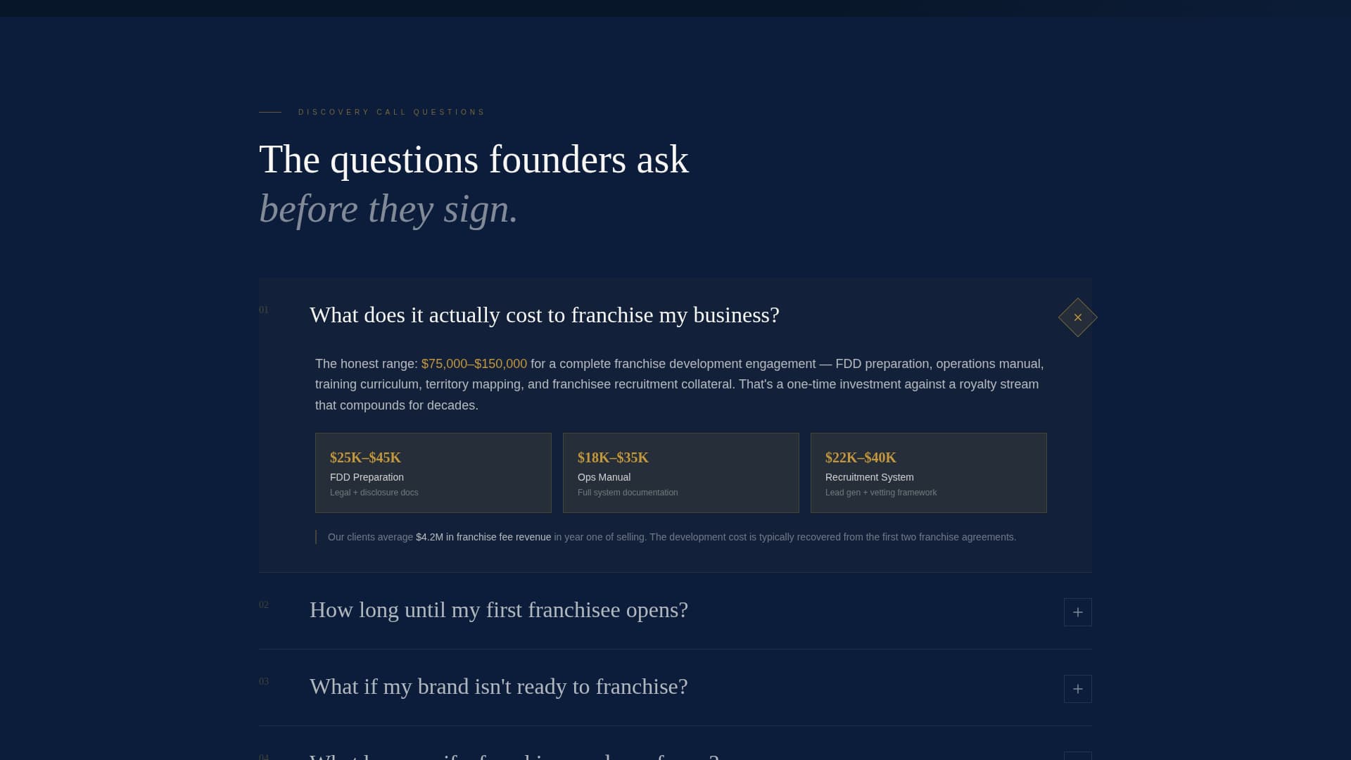 Franchise Consulting FAQ Website Template