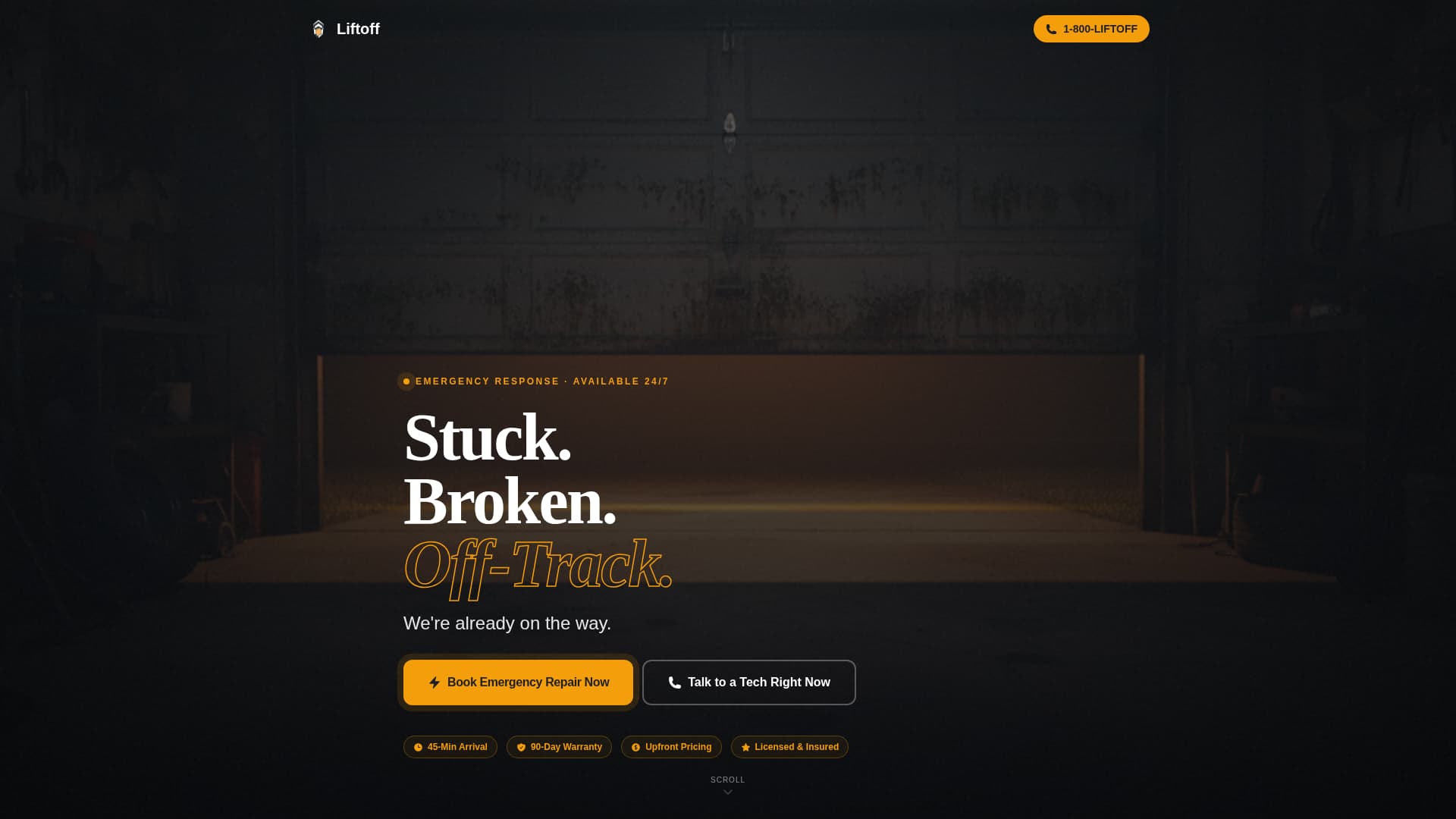 Garage Door Repair Marketing Booking Website Template