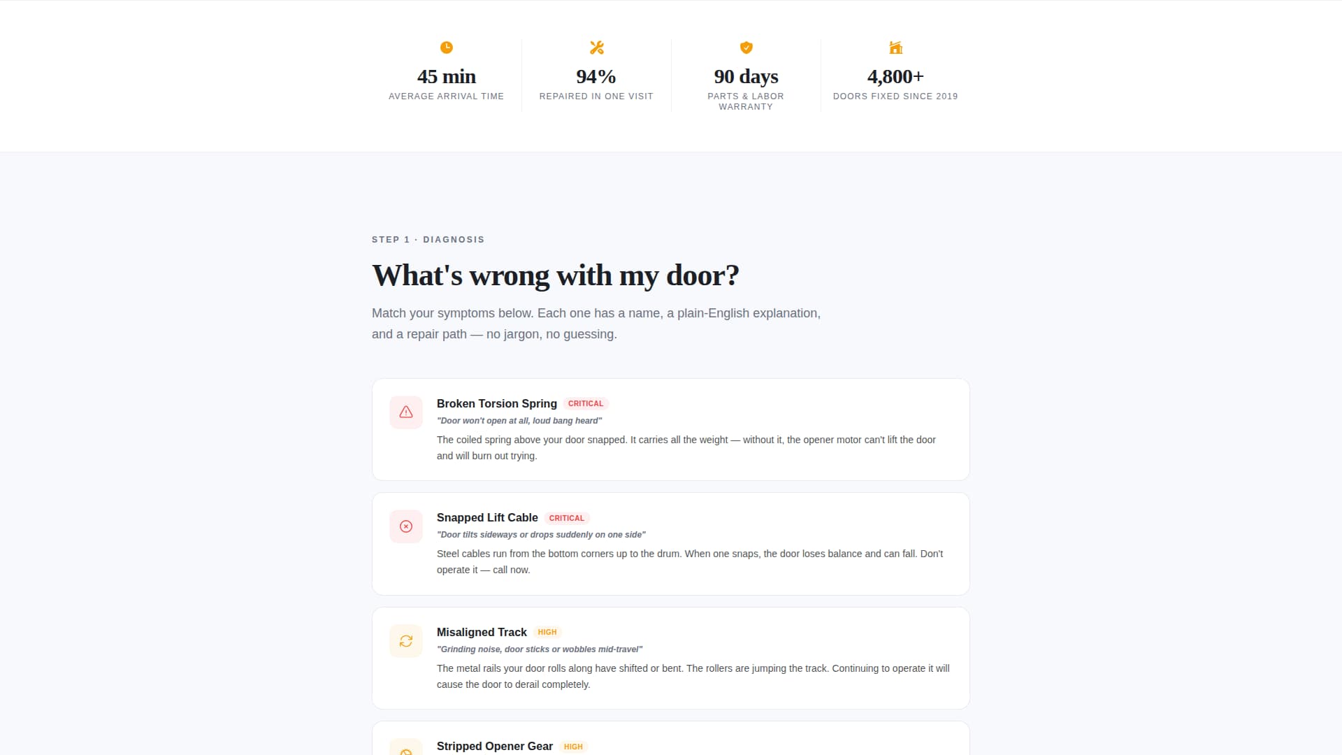 Garage Door Repair Marketing Booking Website Template