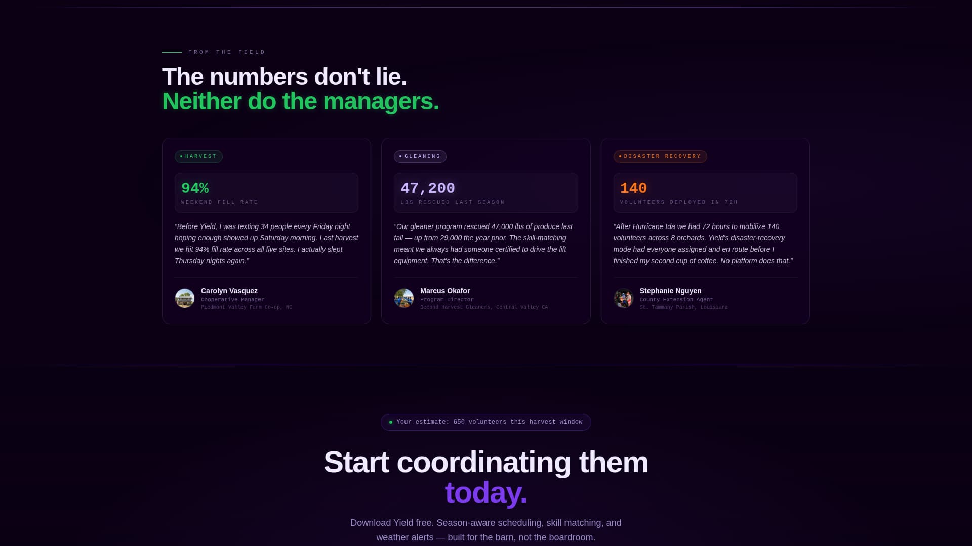 Yield - Powerful Agriculture Volunteer Landing Page Template