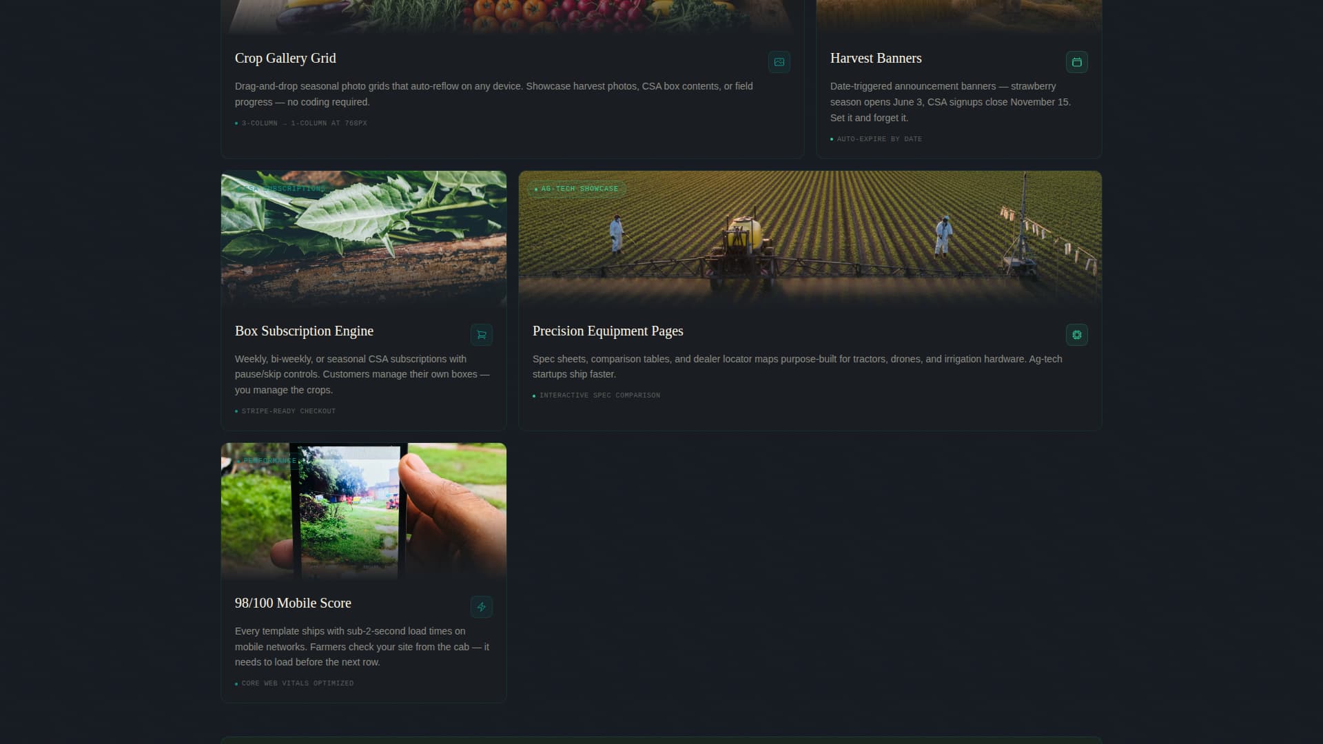 Agriculture Digital Presence Specialist Cost Calculator Website Template