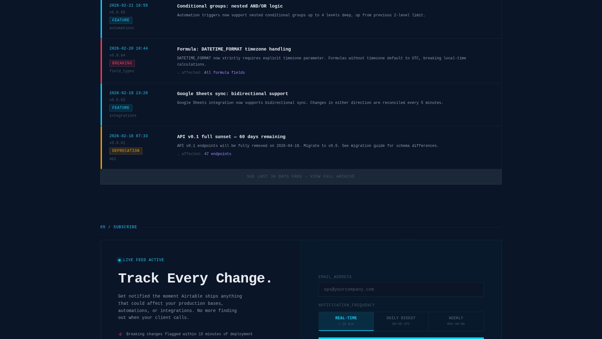 Changelog - Real-Time Airtable Landing Page Template