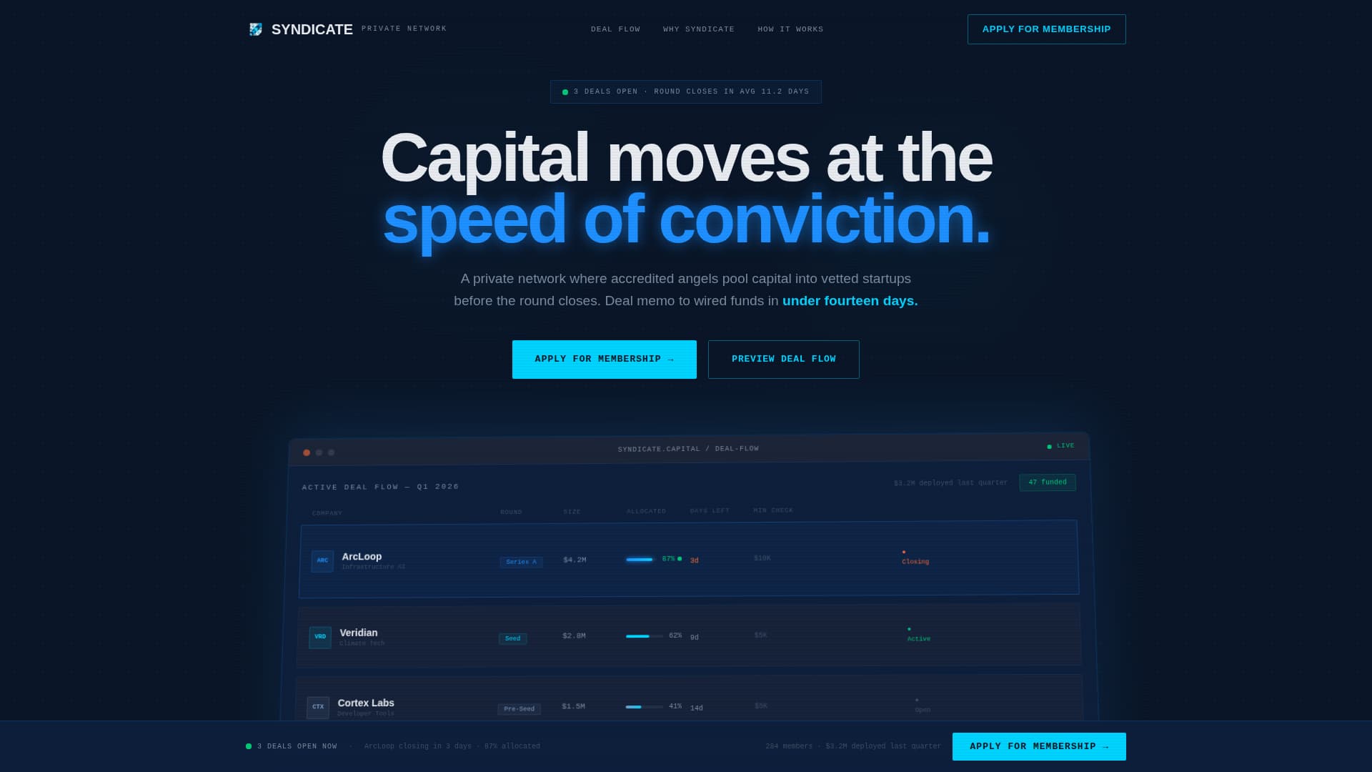 Syndicate - Elite Angel Network Landing Page Template