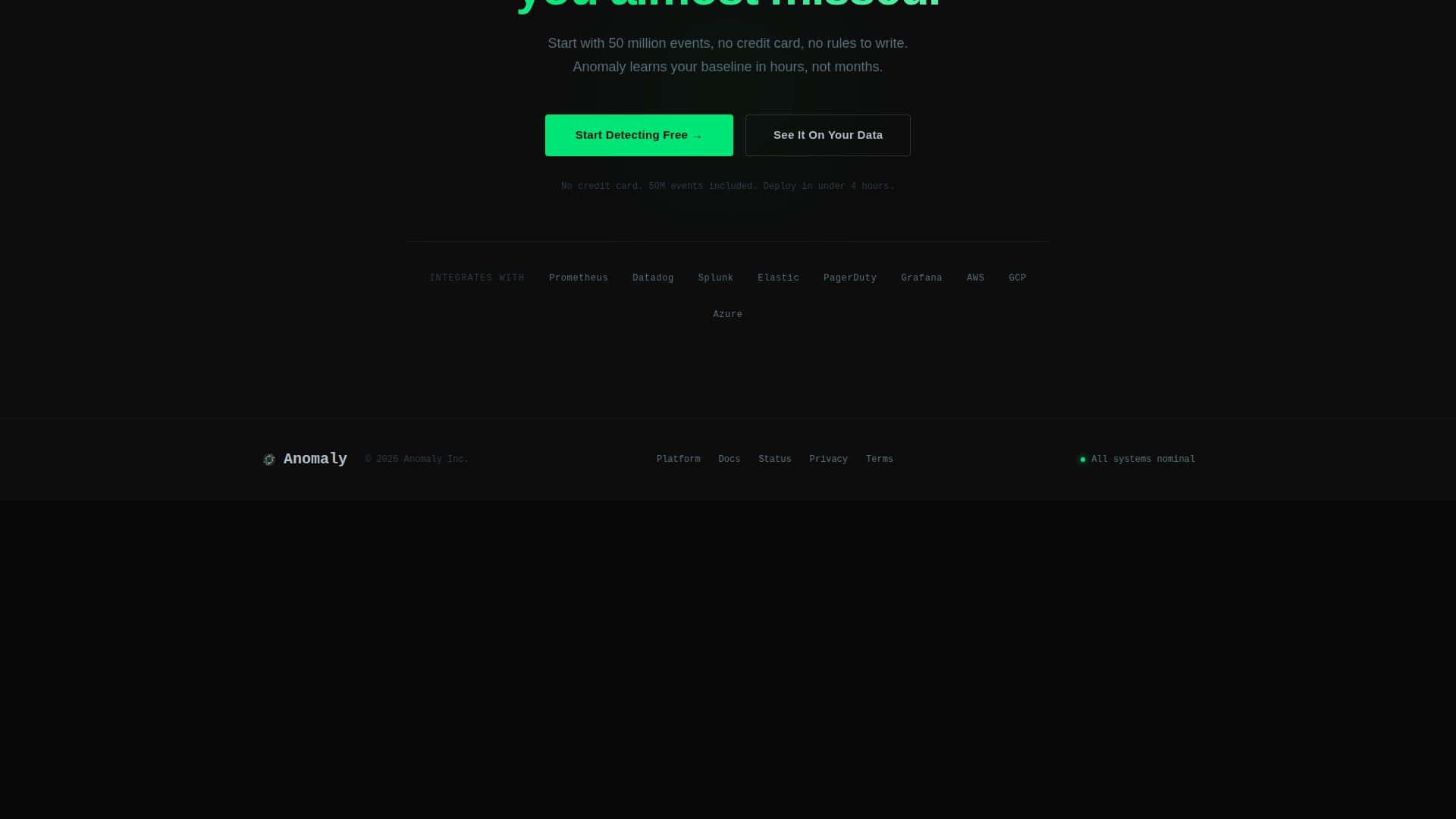 Anomaly - Intelligent Detection Landing Page Template