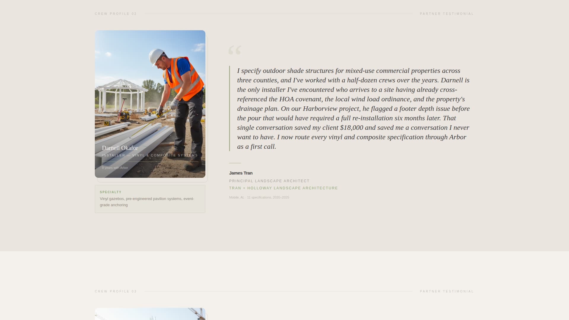 Arbor — Reliable Outdoor Contractor Landing Page Template