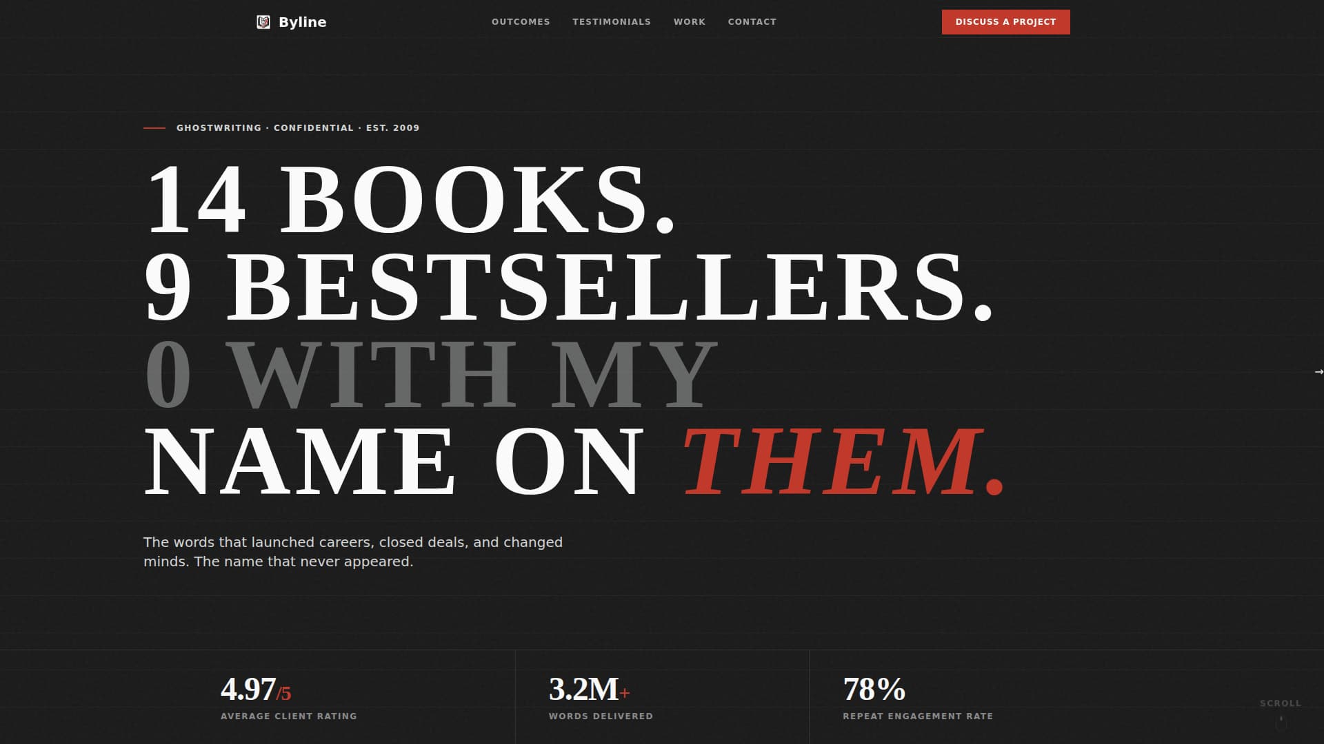 Byline — Credible Professional Writer Landing Page Template