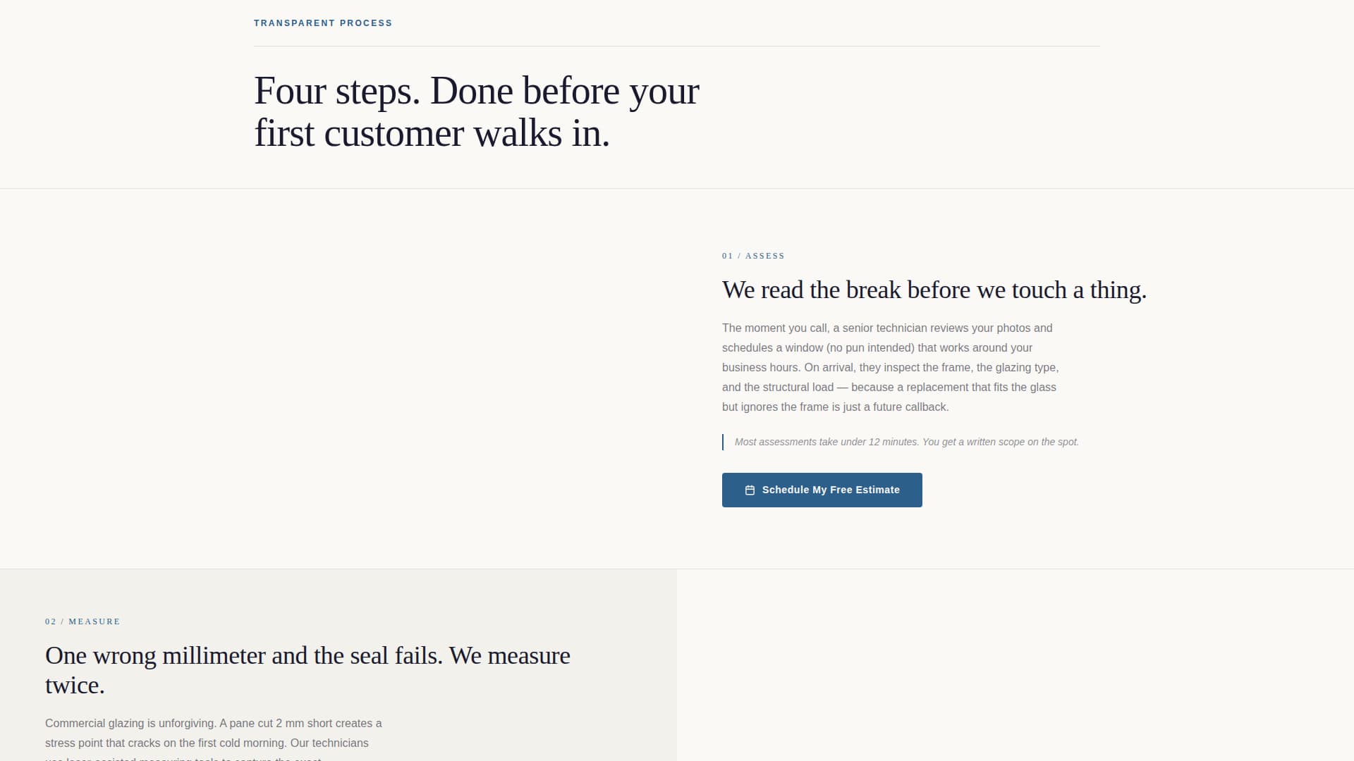 Glass Repair Marketing Specialist Professional Website Template