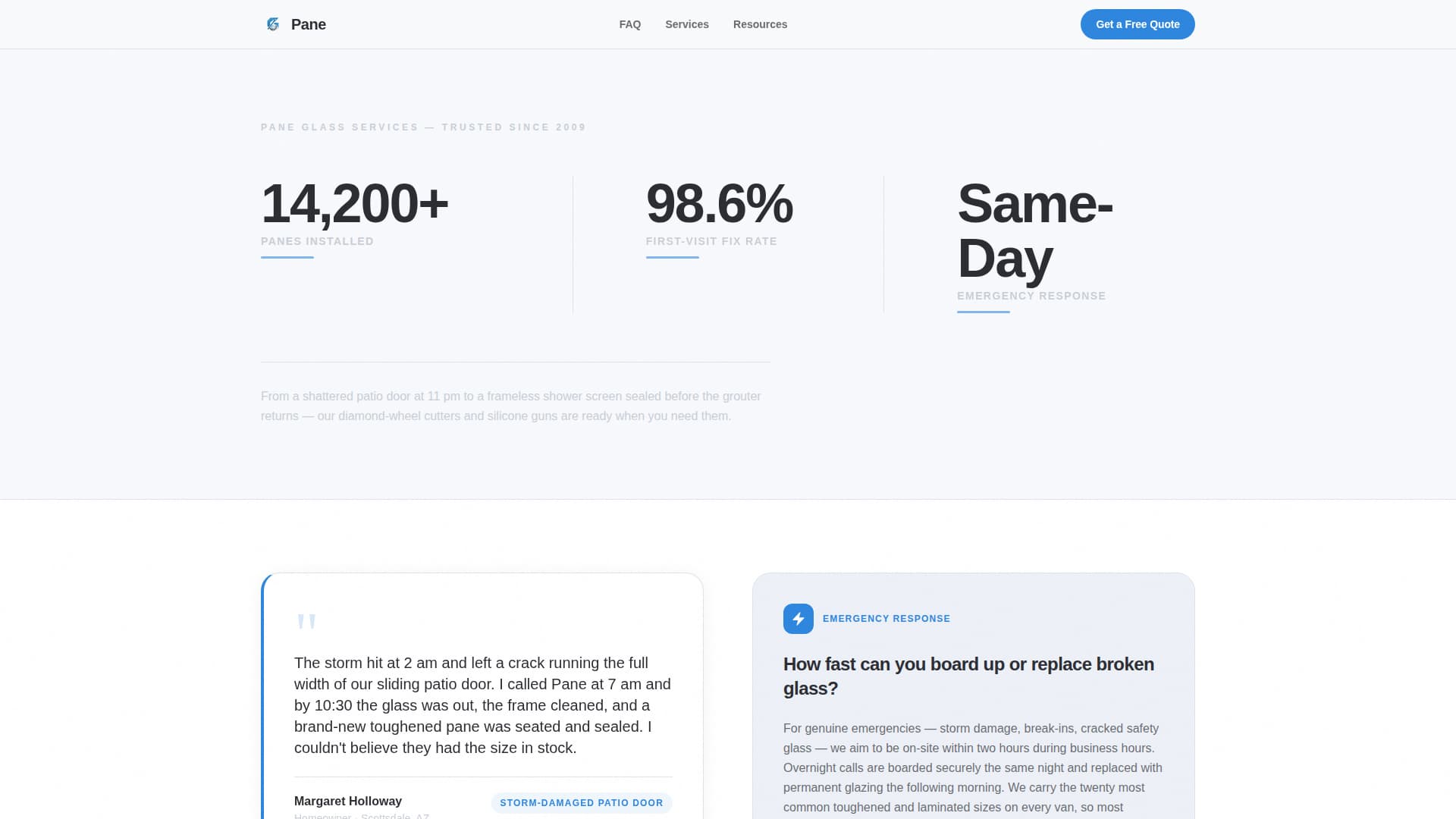 Pane - Trusted Glazier Landing Page Template