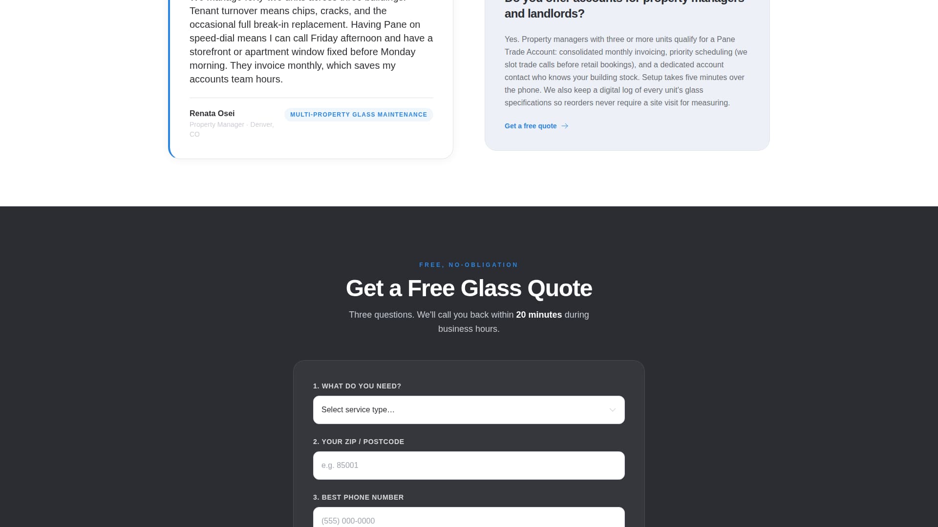 Pane - Trusted Glazier Landing Page Template