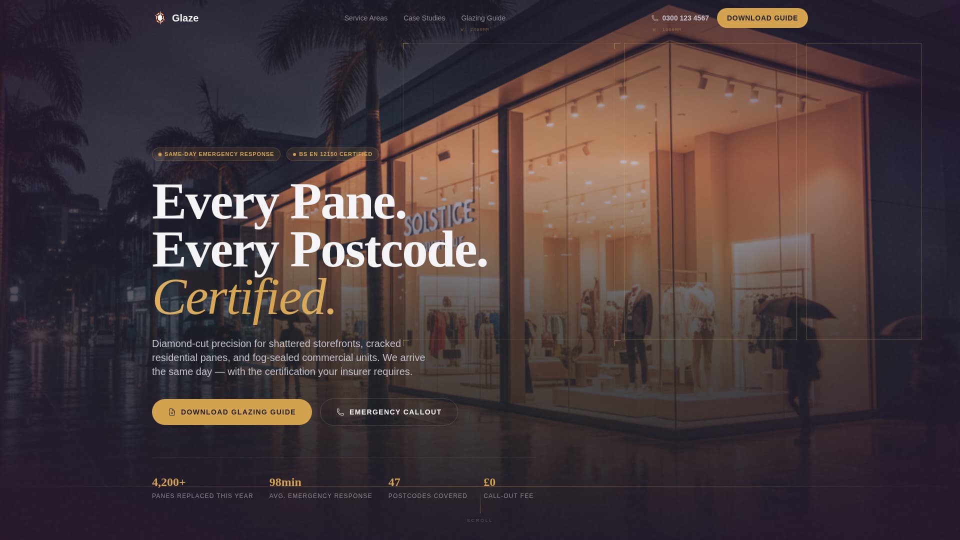 Glaze - Certified Glazier Landing Page Template