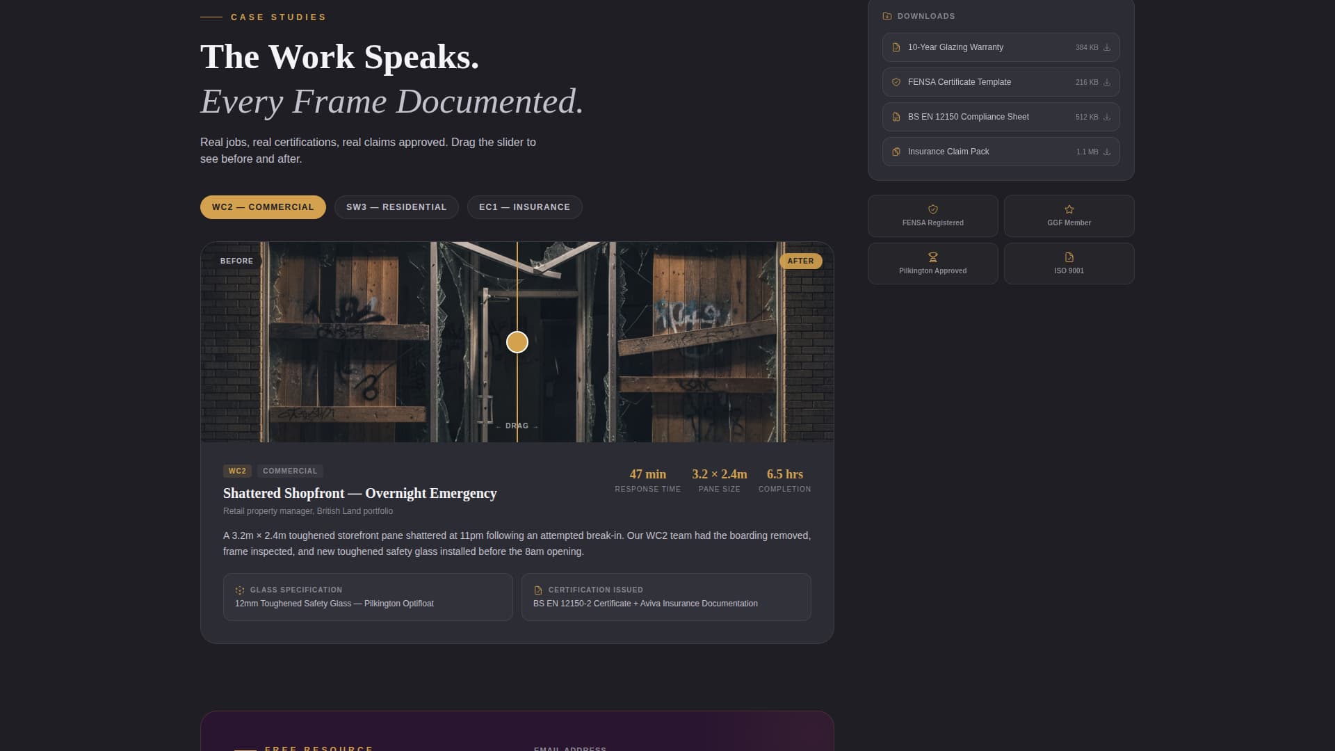 Glaze - Certified Glazier Landing Page Template