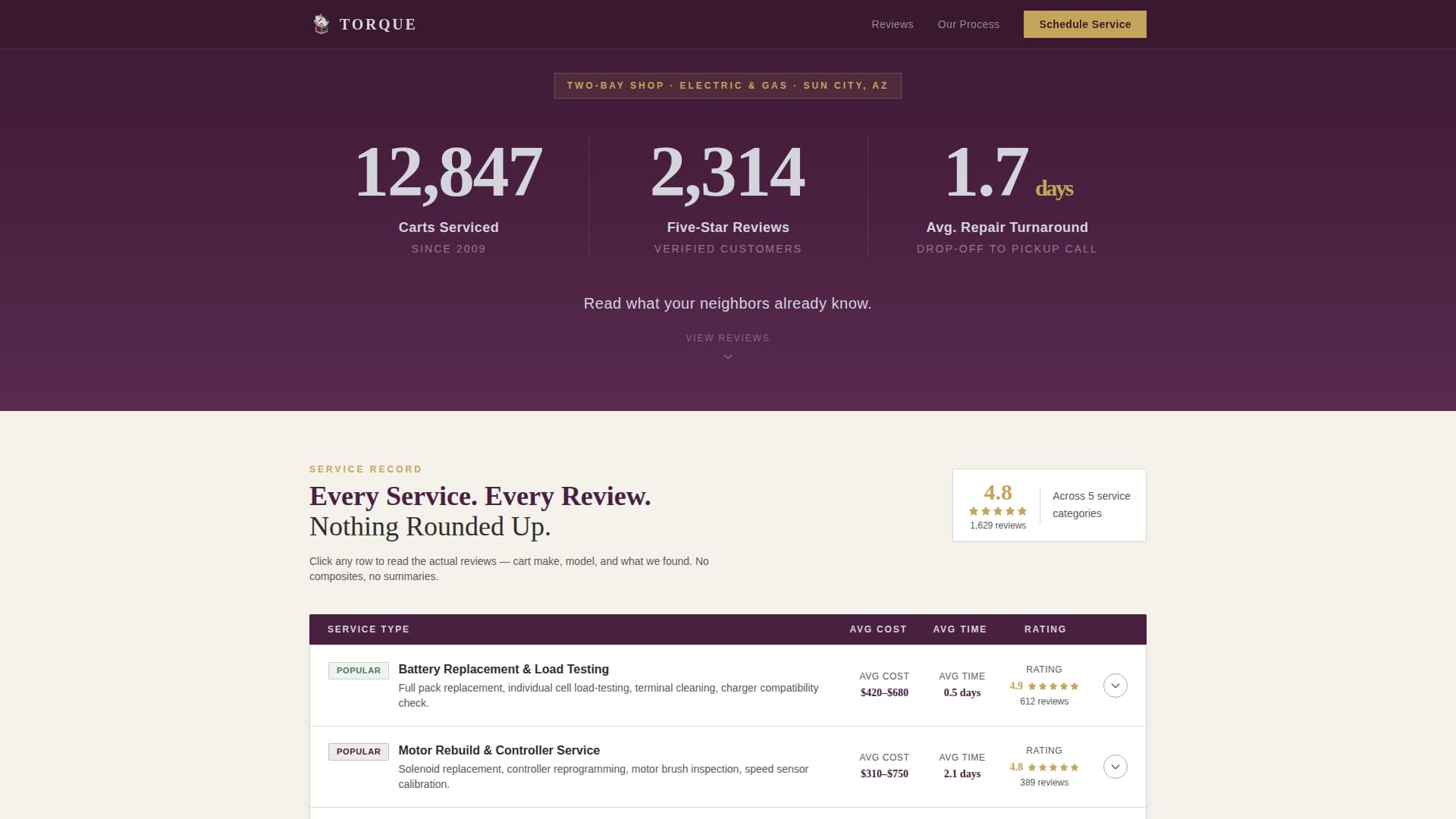 Torque - Transparent Golfcartmechanic Landing Page Template