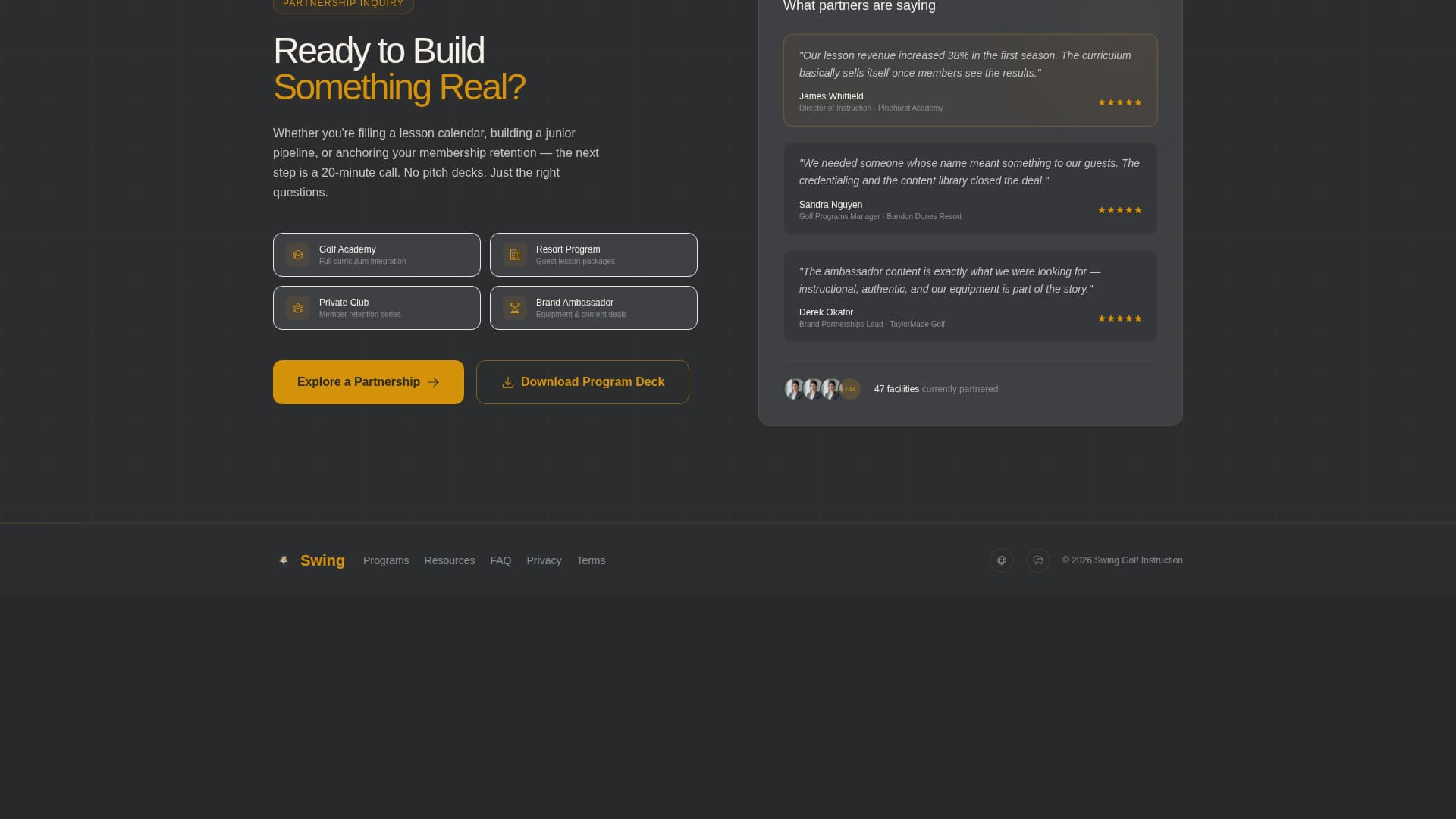 Swing - Authoritative Instructor Landing Page Template