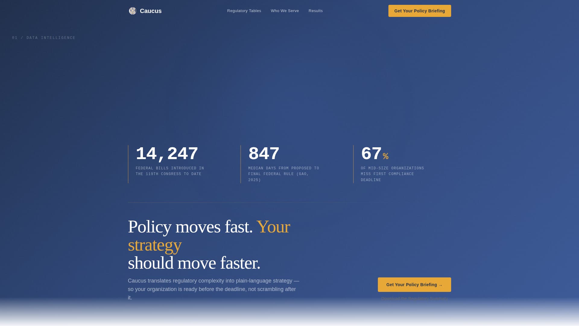 Caucus - Authoritative Policy Landing Page Template