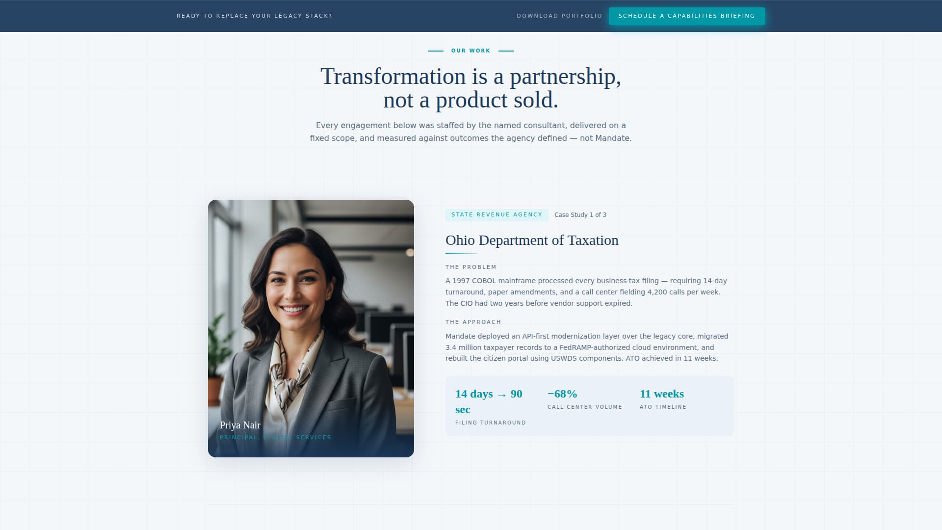 Mandate - Authoritative Governmentconsulting Landing Page Template
