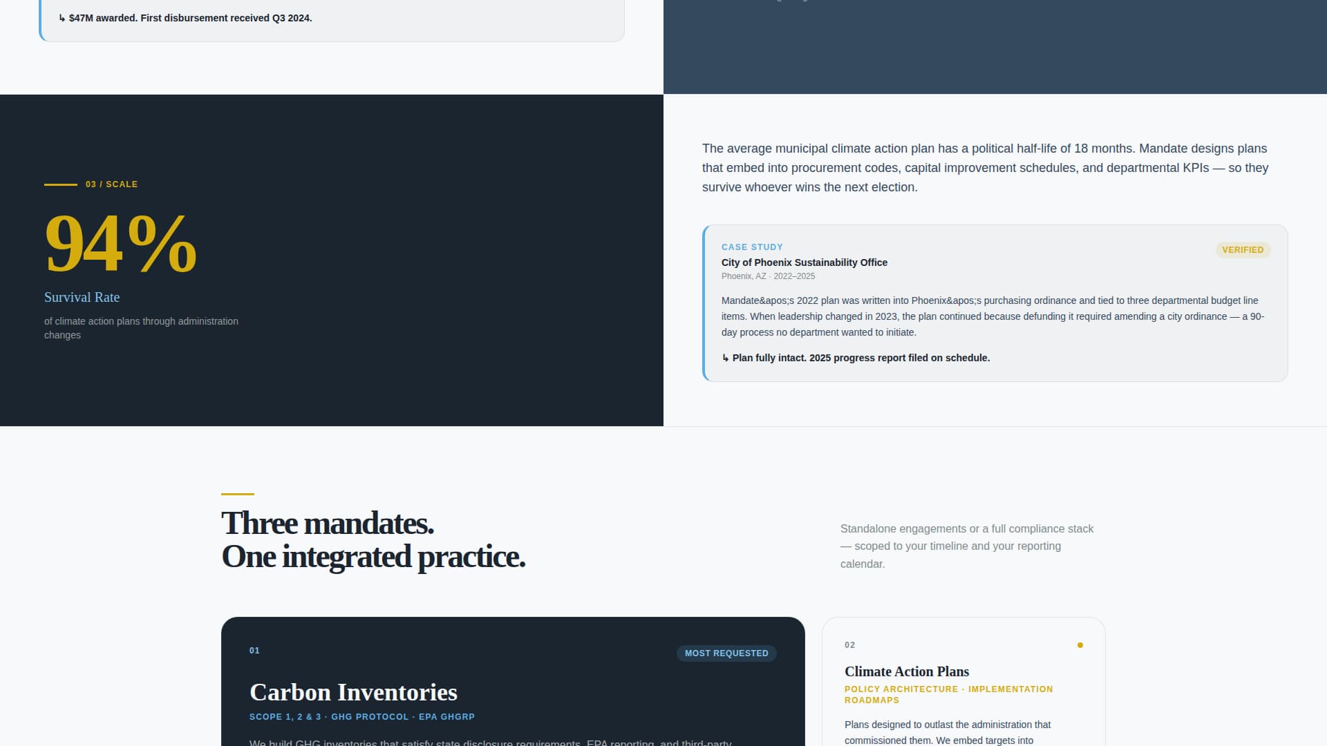 Mandate - Authoritative Governmentsustainability Landing Page Template