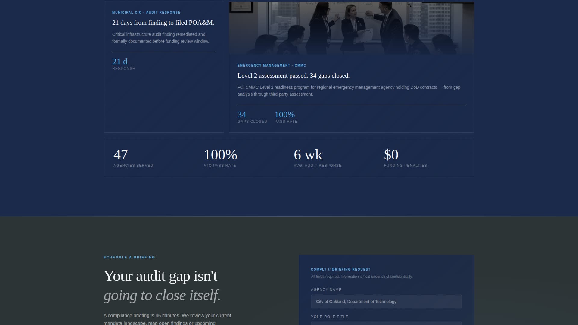 Comply — Certified Government Agency Landing Page Template
