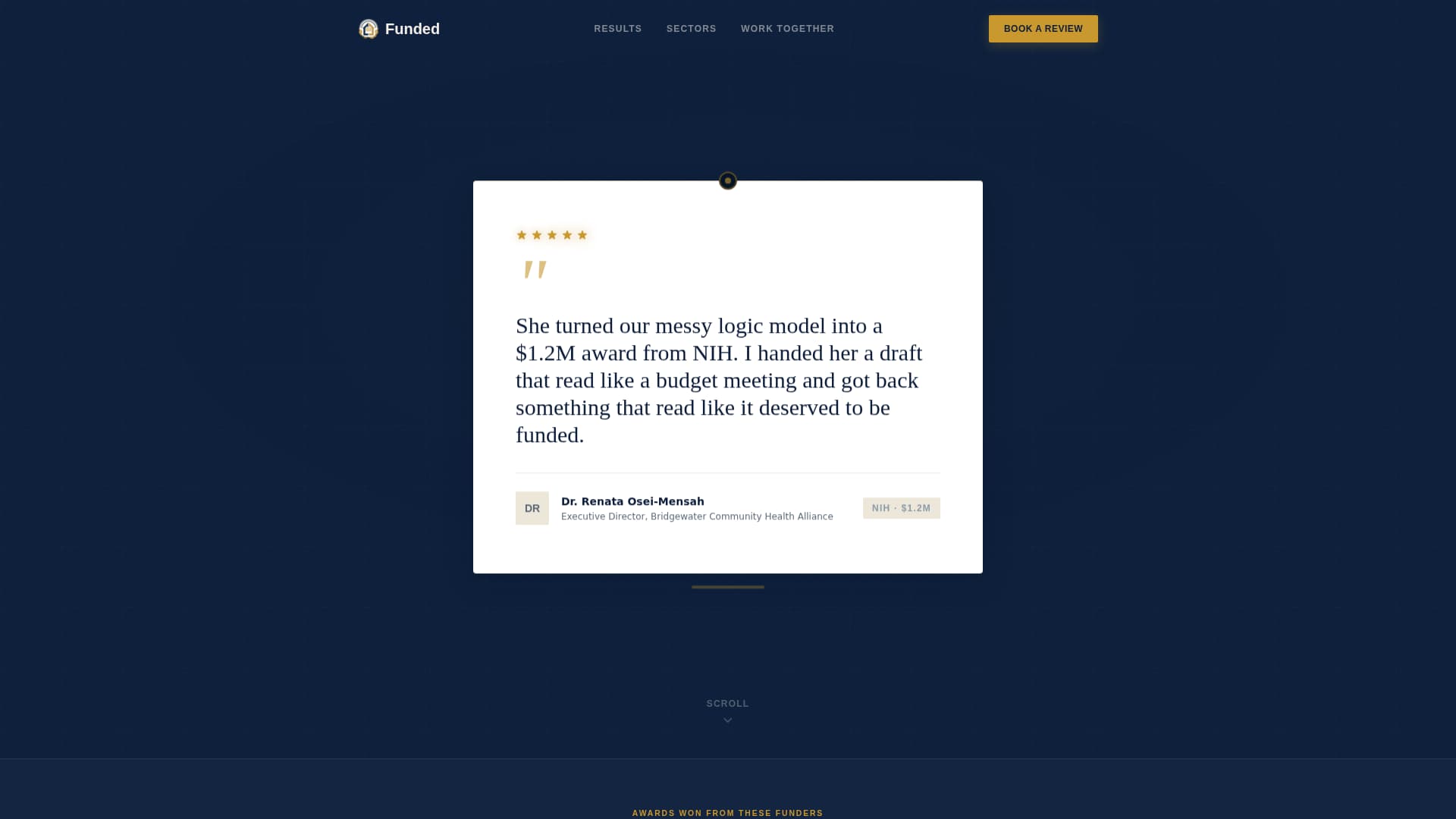 Funded - Credentialed Grantwriter Landing Page Template