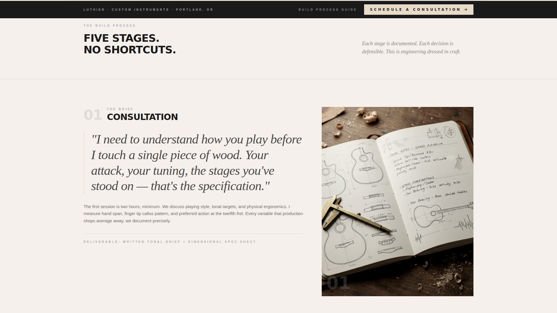 Luthier - Precision Craftsman Landing Page Template