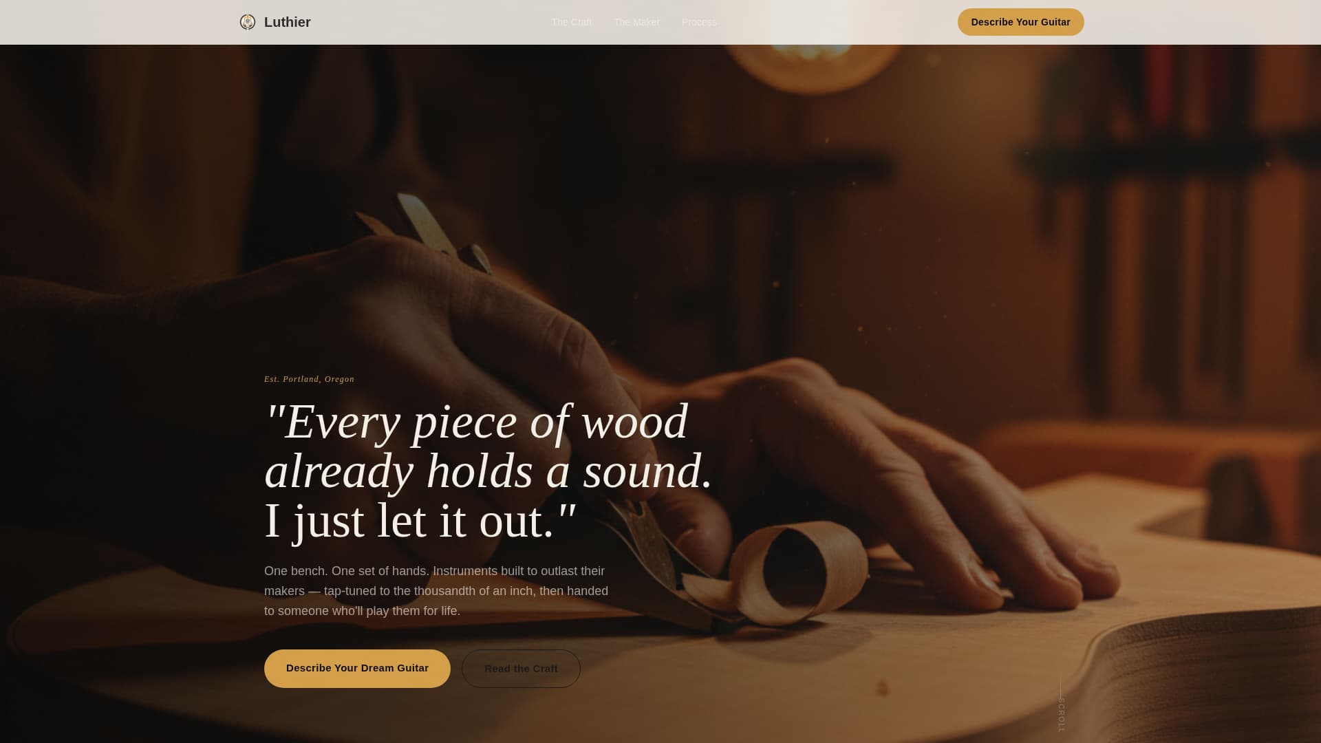 Luthier - Artisan Guitarbuilder Landing Page Template