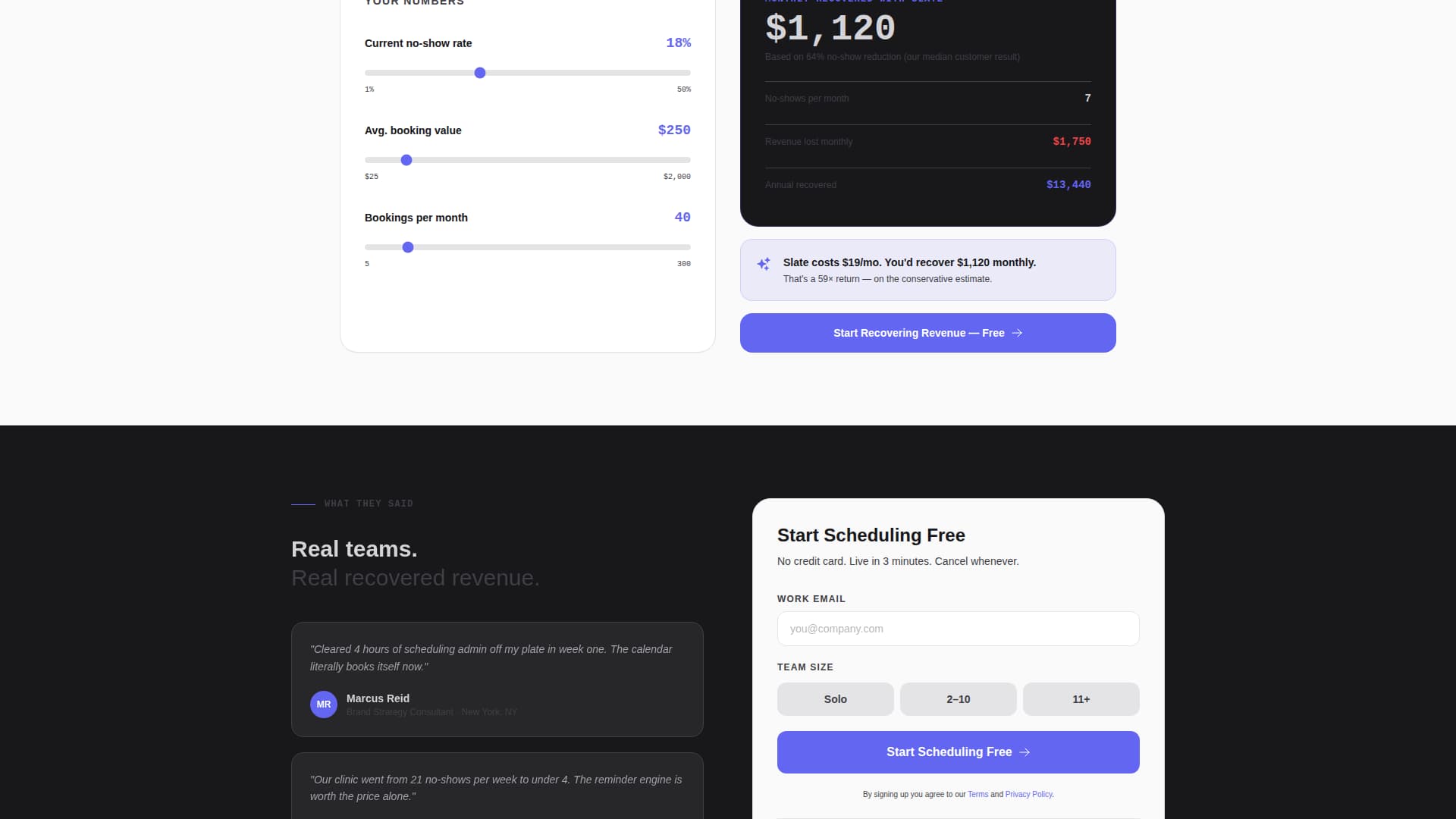 Slate - Intelligent Scheduling Landing Page Template