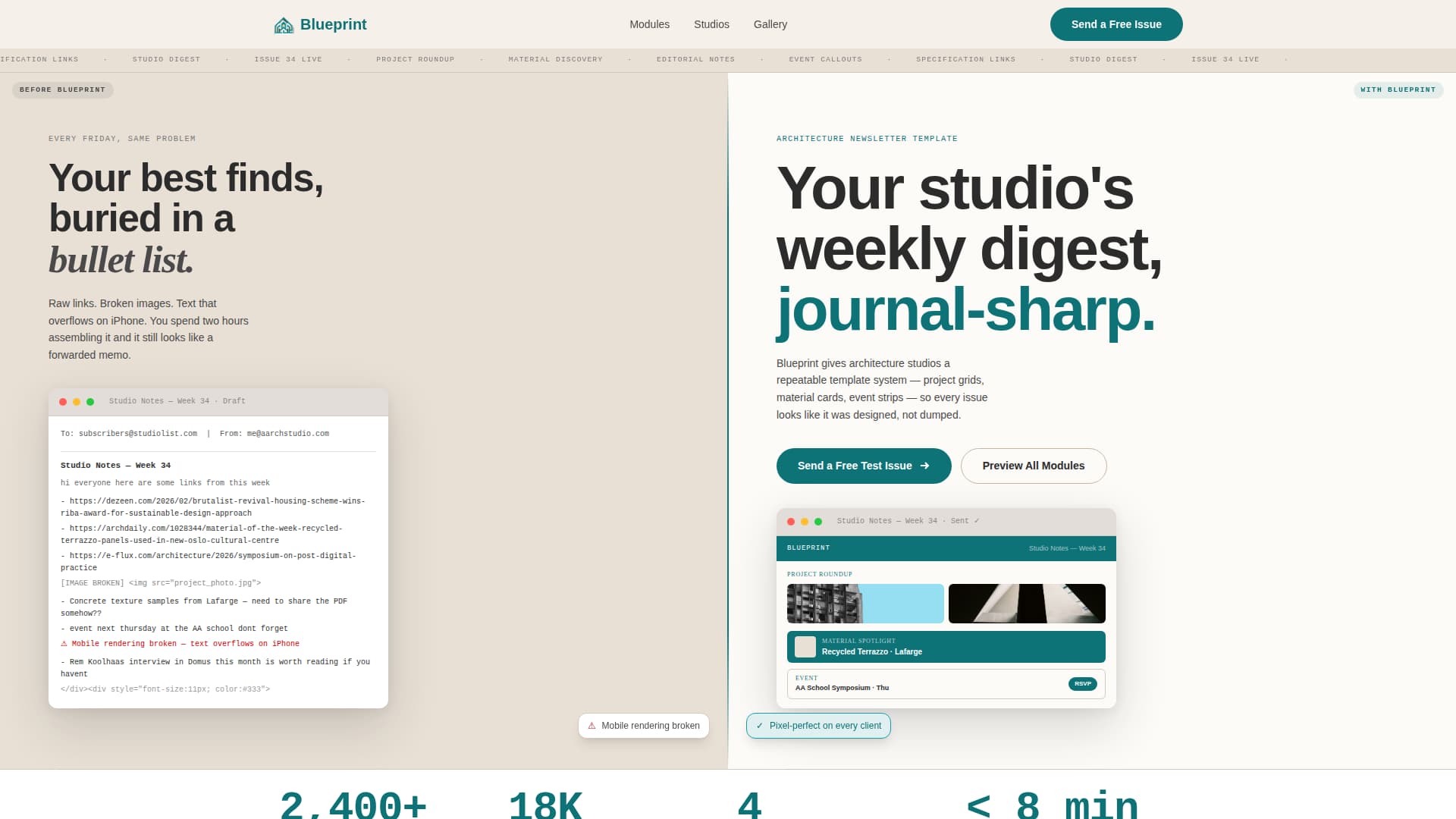 Blueprint - Curated Architecture Landing Page Template