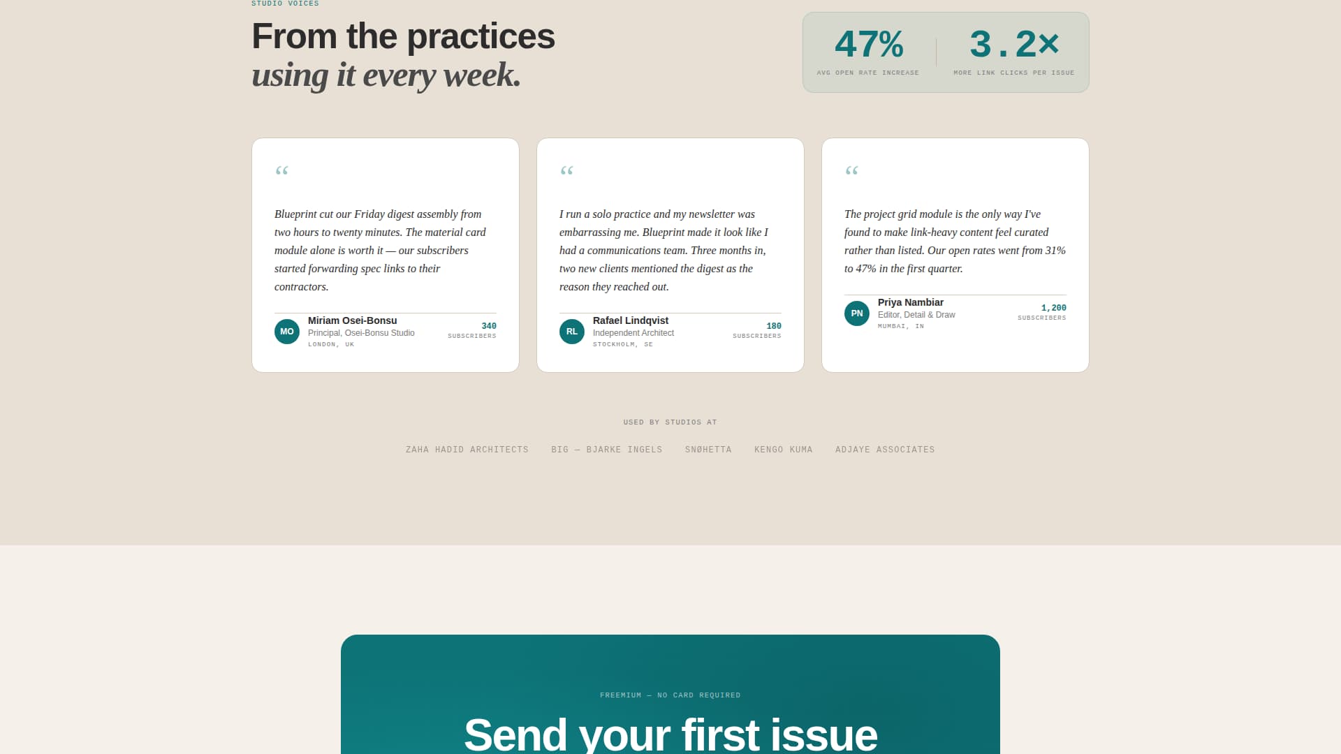 Blueprint - Curated Architecture Landing Page Template