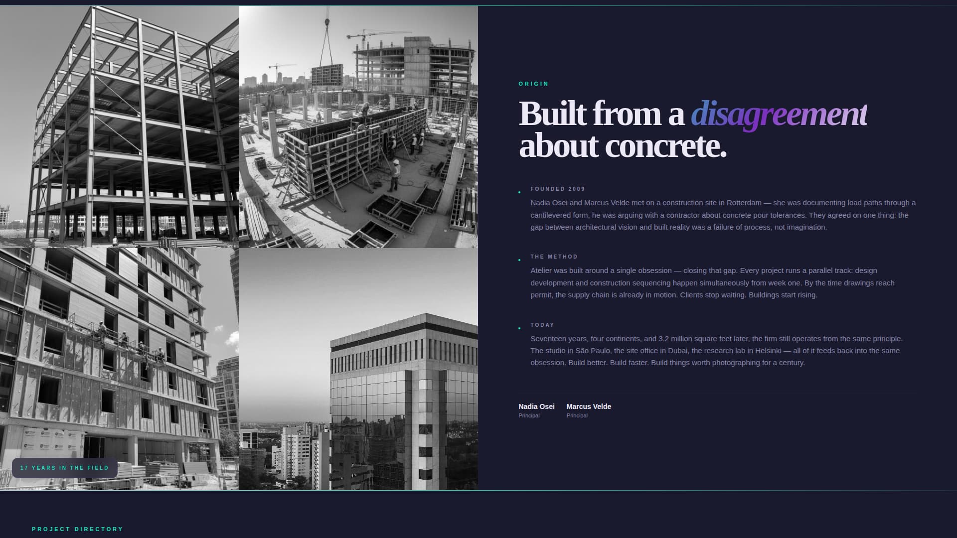 Atelier - Iridescent Architecture Landing Page Template