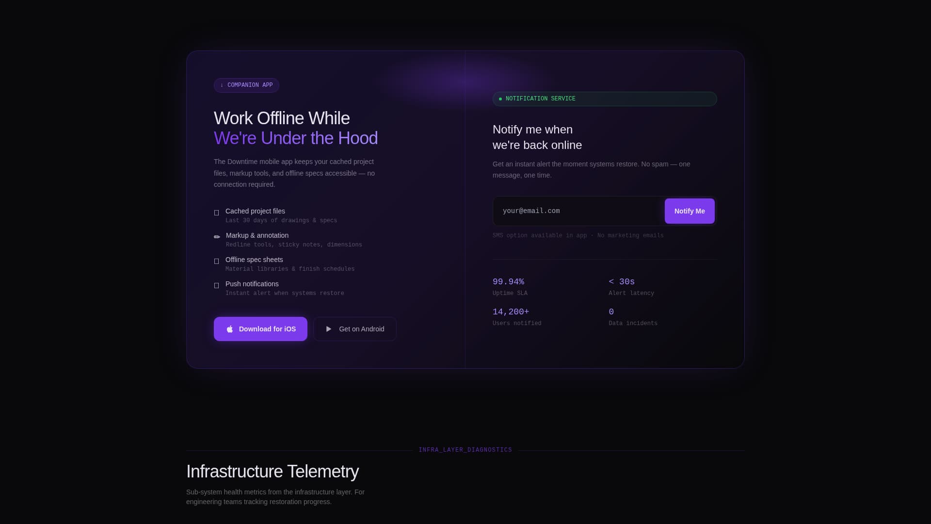Downtime - Authoritative Architecture Landing Page Template