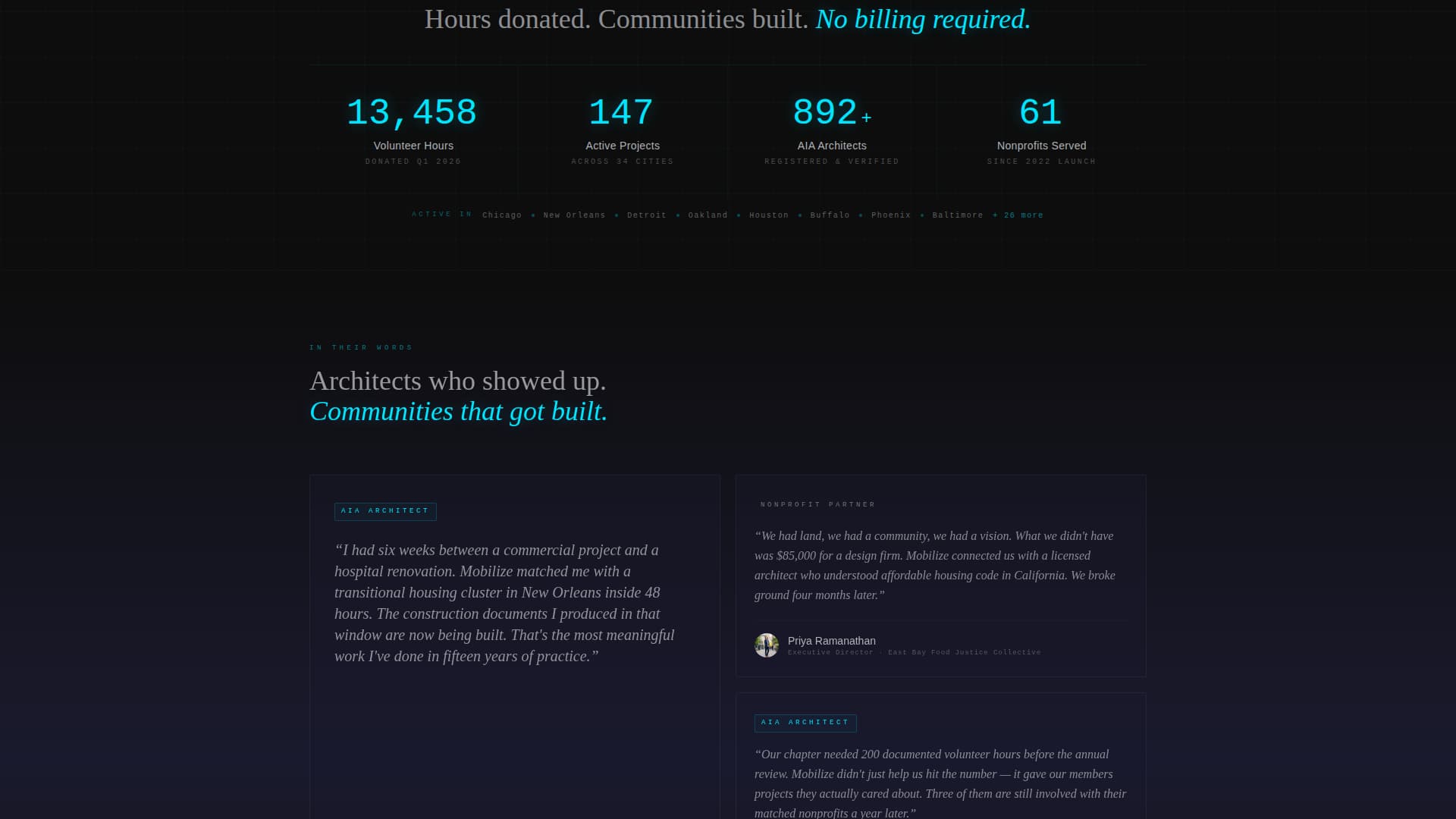 Mobilize - Powerful Architecture Volunteer Landing Page Template