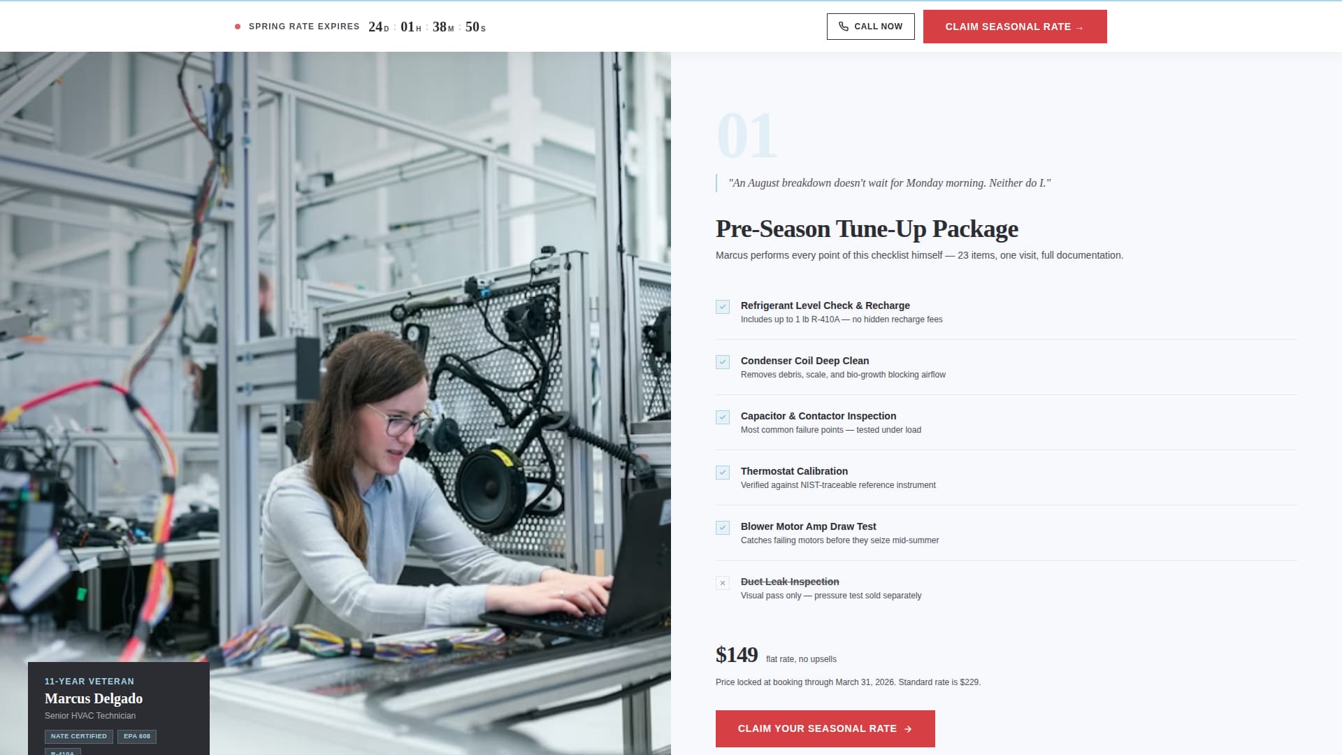 HVAC Contractor Marketing Specialist Booking Website Template