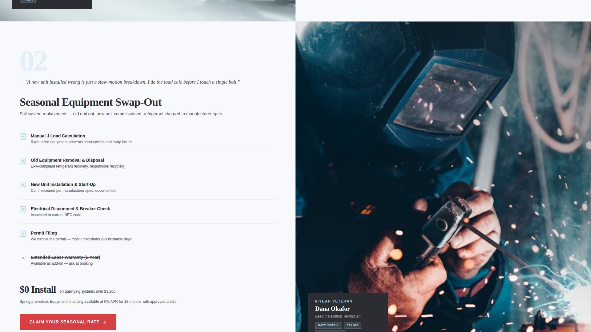 HVAC Contractor Marketing Specialist Booking Website Template