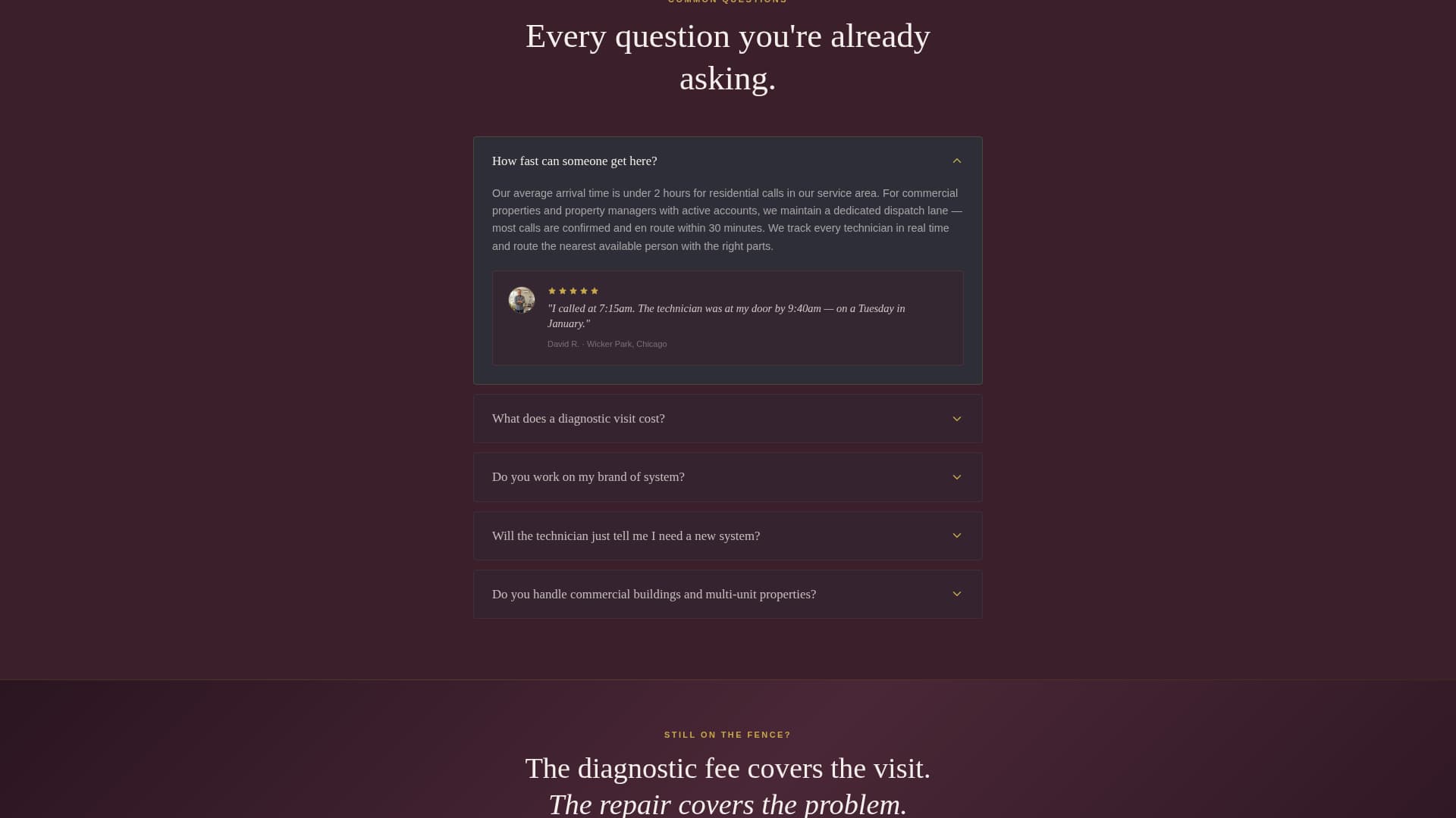 HVAC Technician Booking Website Template