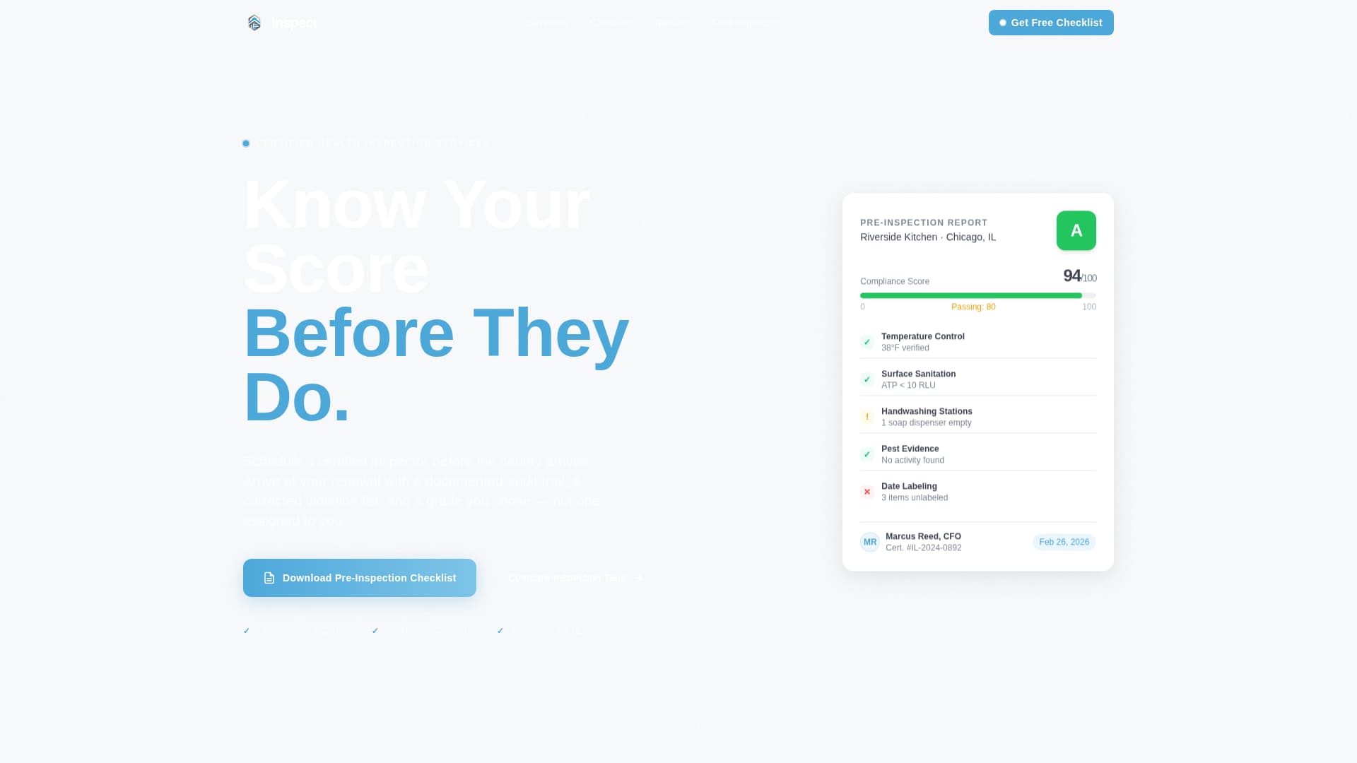 Inspect - Precision Healthinspector Landing Page Template