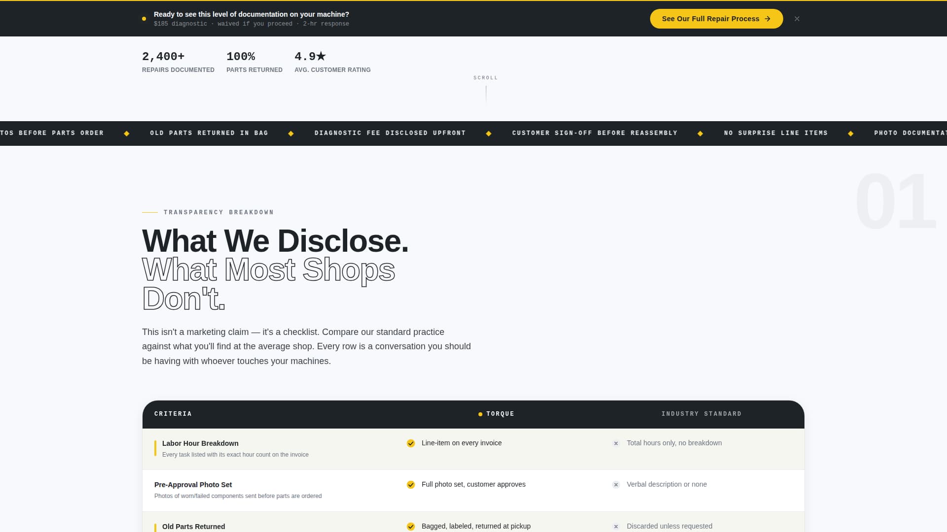 Torque - Transparent Heavyequipment Landing Page Template