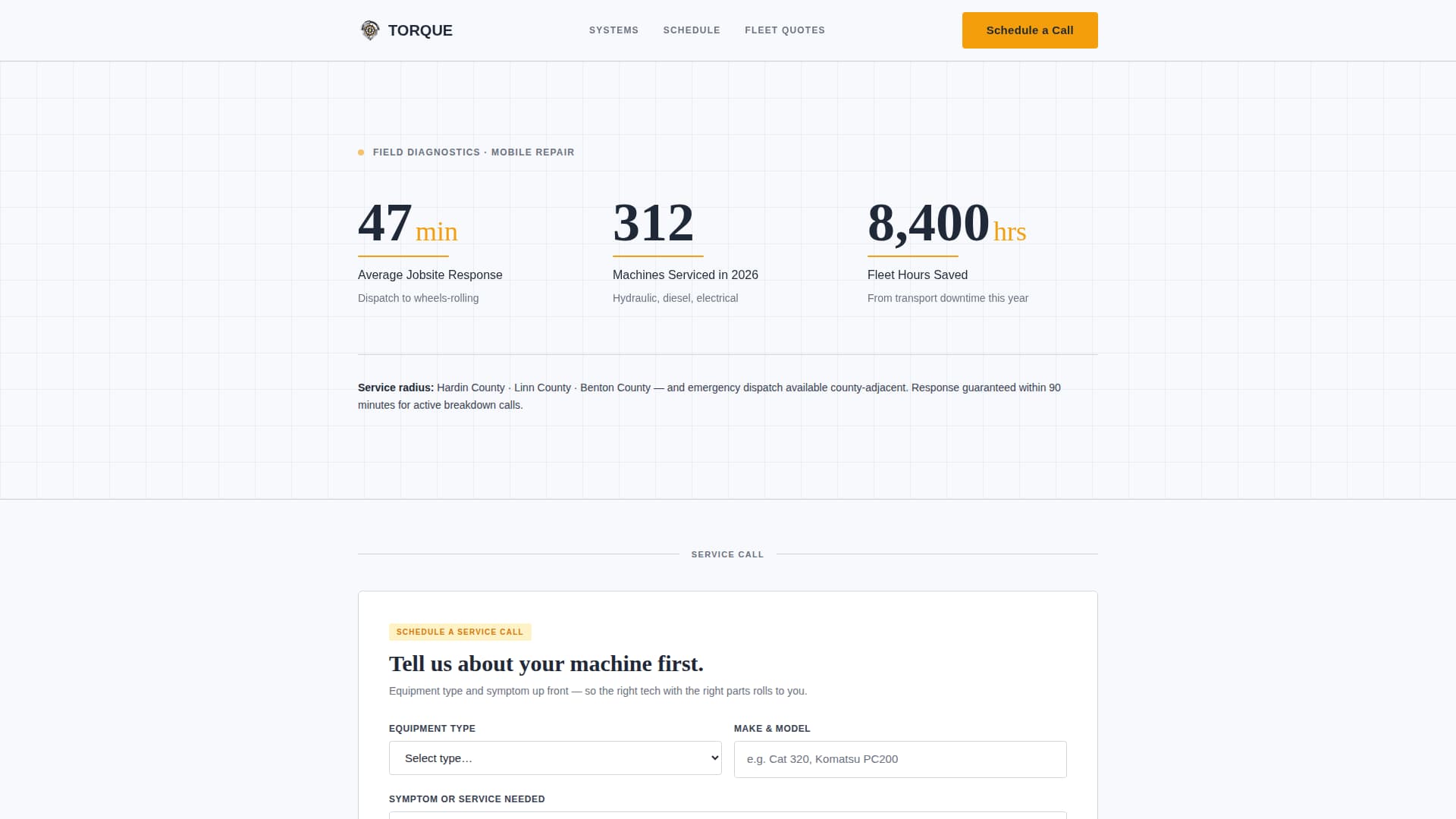 Torque - Authoritative Heavyequipment Landing Page Template