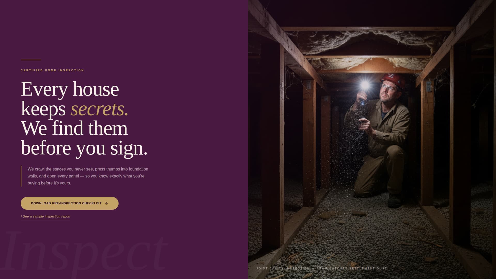 Inspect - Authoritative Homeinspector Landing Page Template