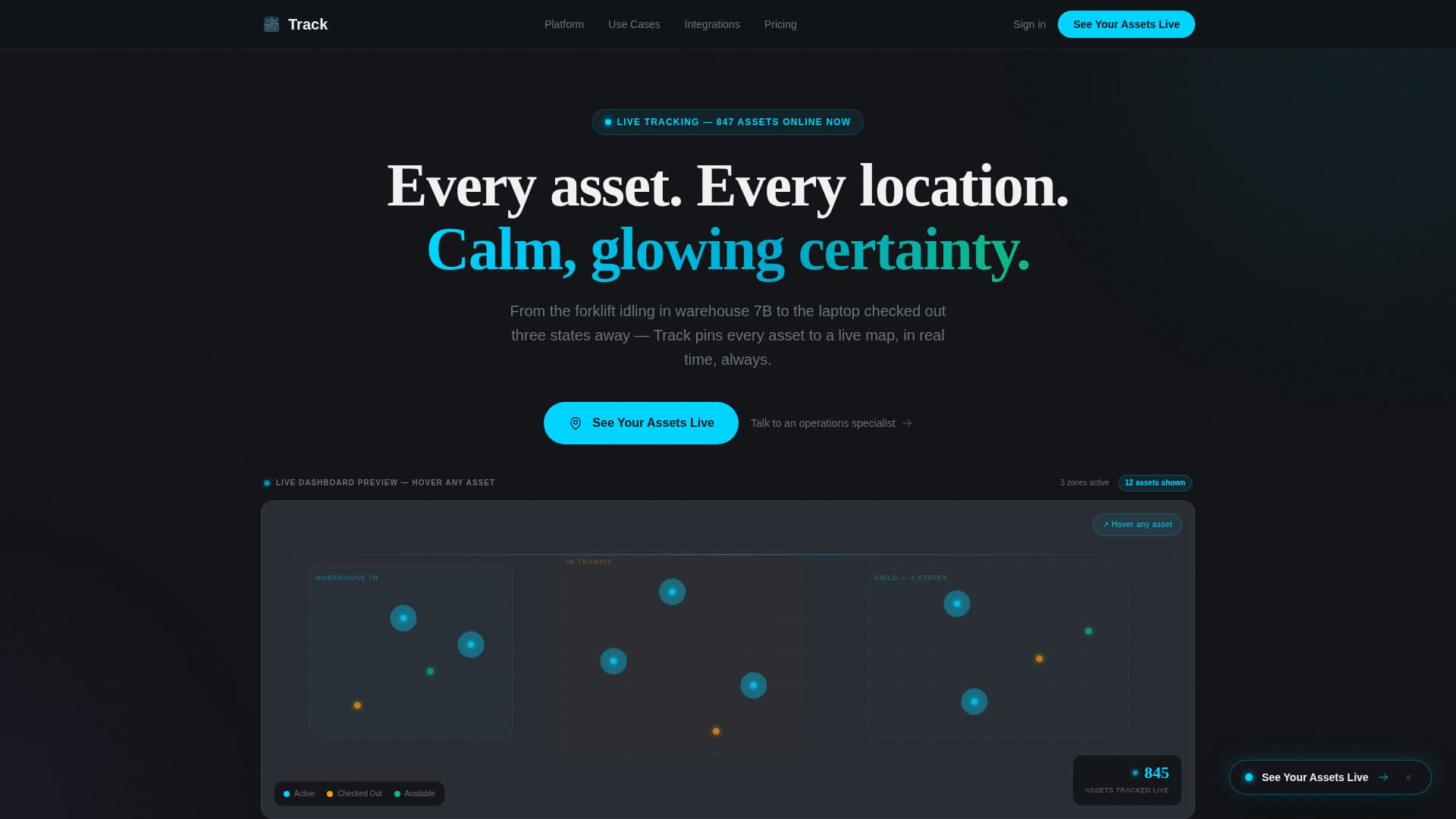 Track - Powerful Asset Tracking Landing Page Template