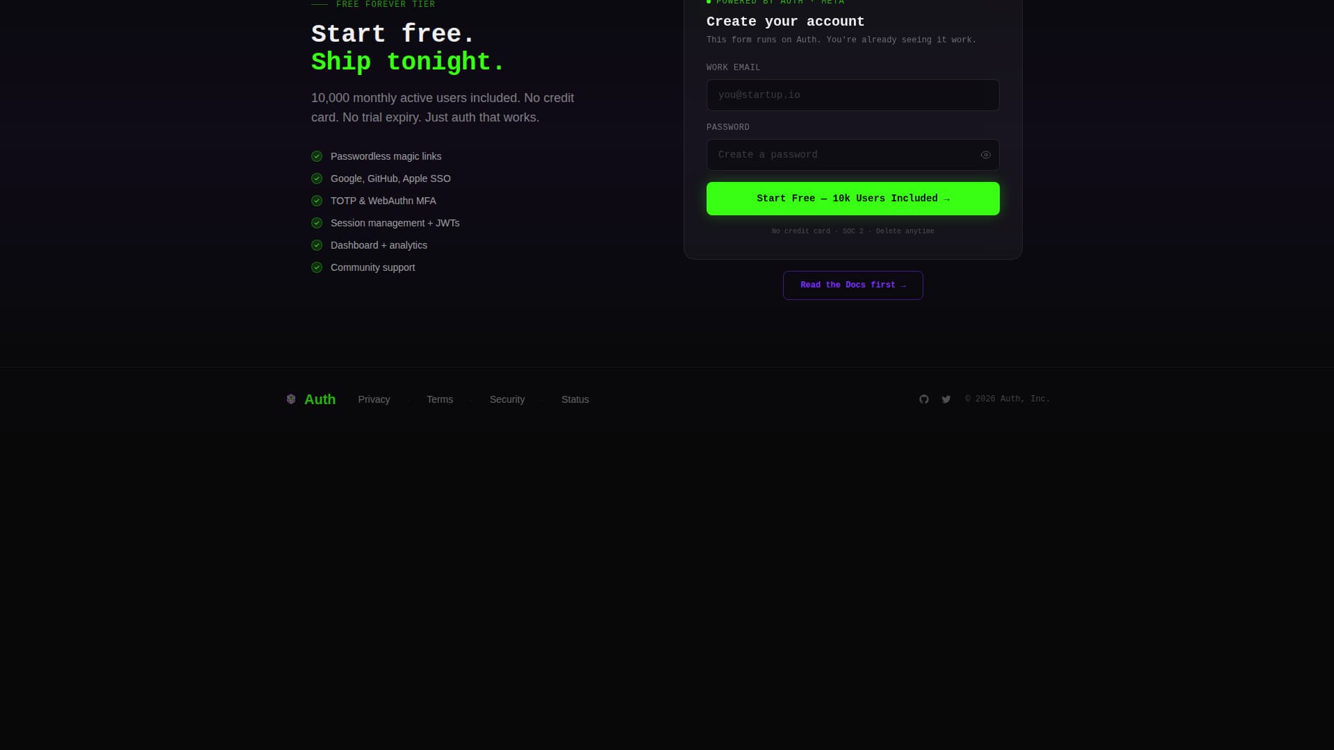 Lockless - Rapid Auth-as-a-Service Landing Page Template