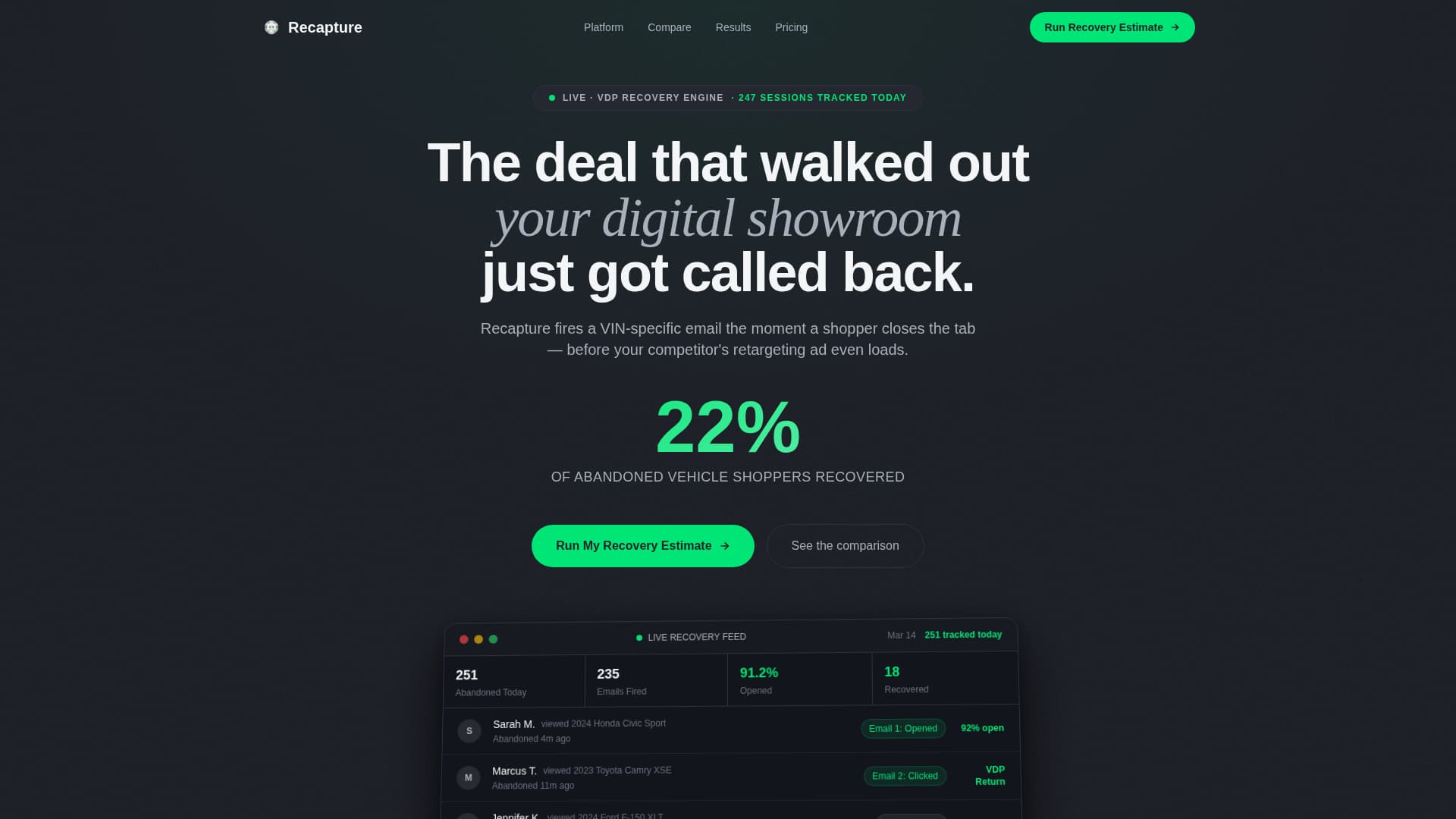Recapture - High-Converting Dealership Landing Page Template