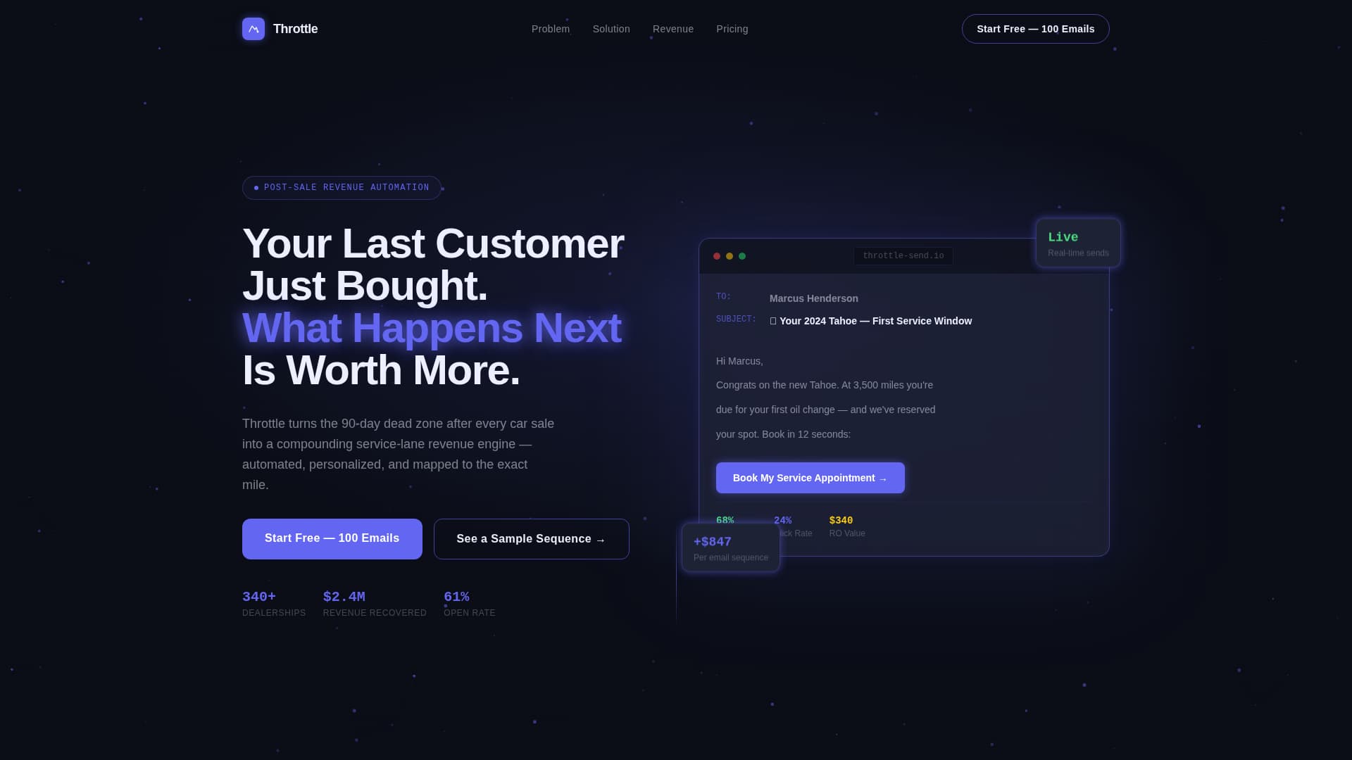 Throttle - Automated Dealership Landing Page Template