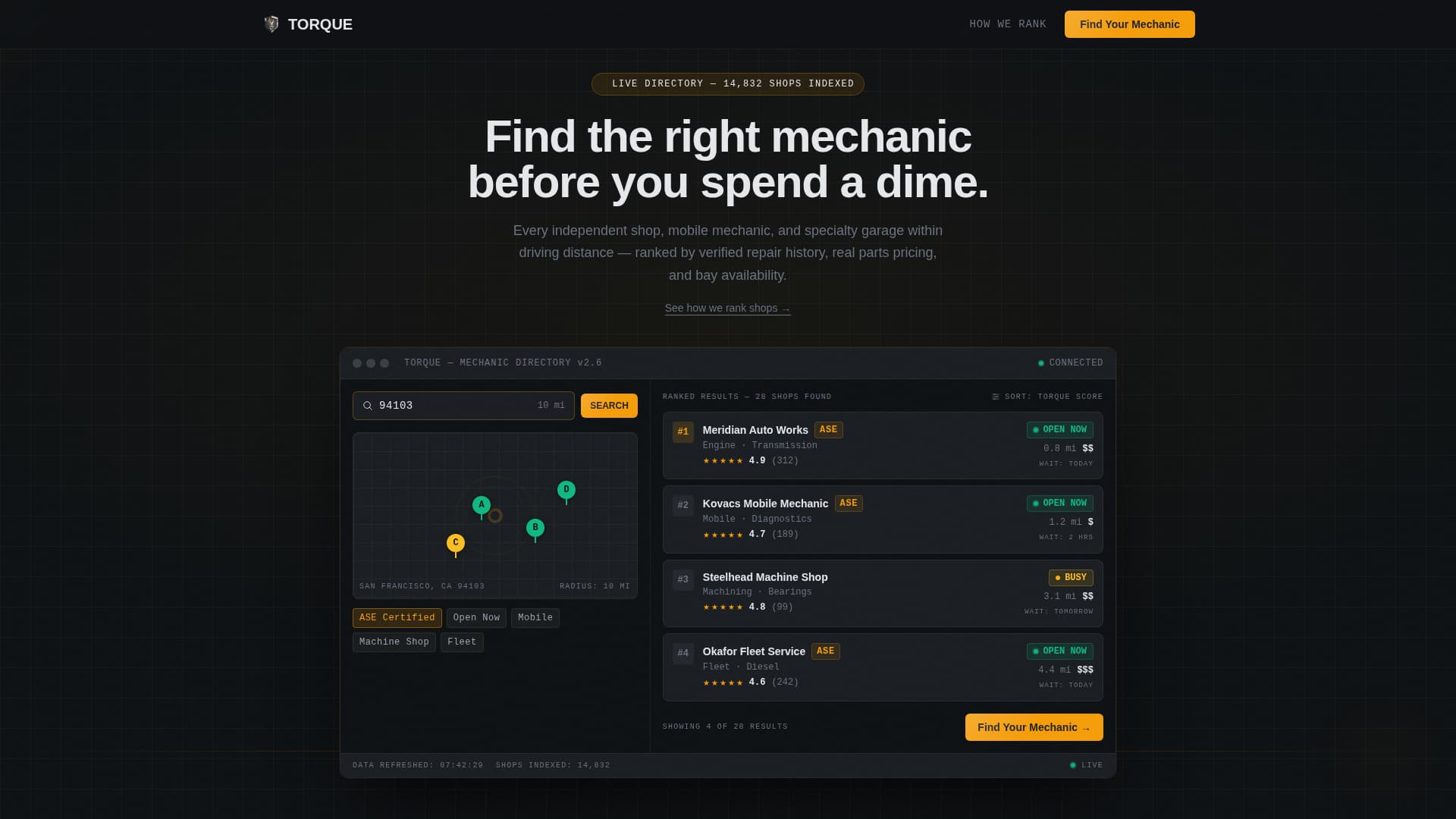Torque - Diagnostic Mechanic Landing Page Template