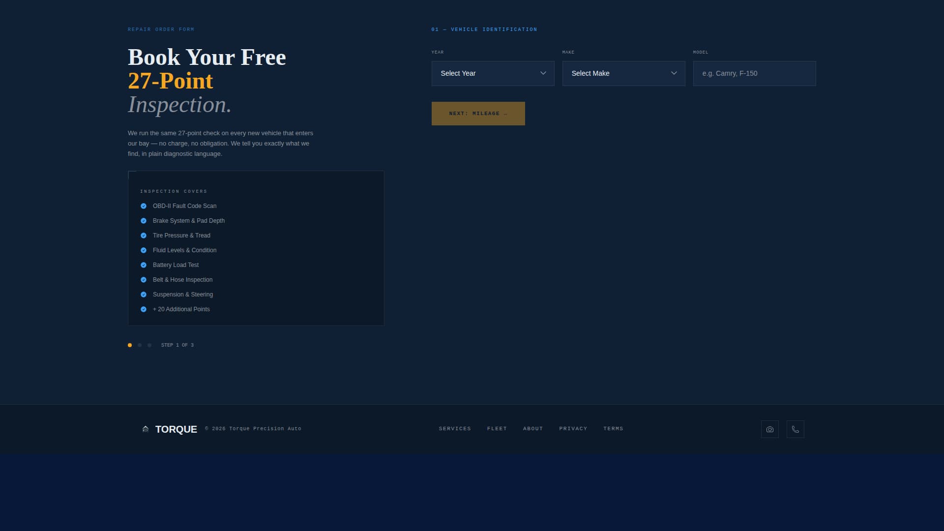 Torque - Precision Autorepair Landing Page Template