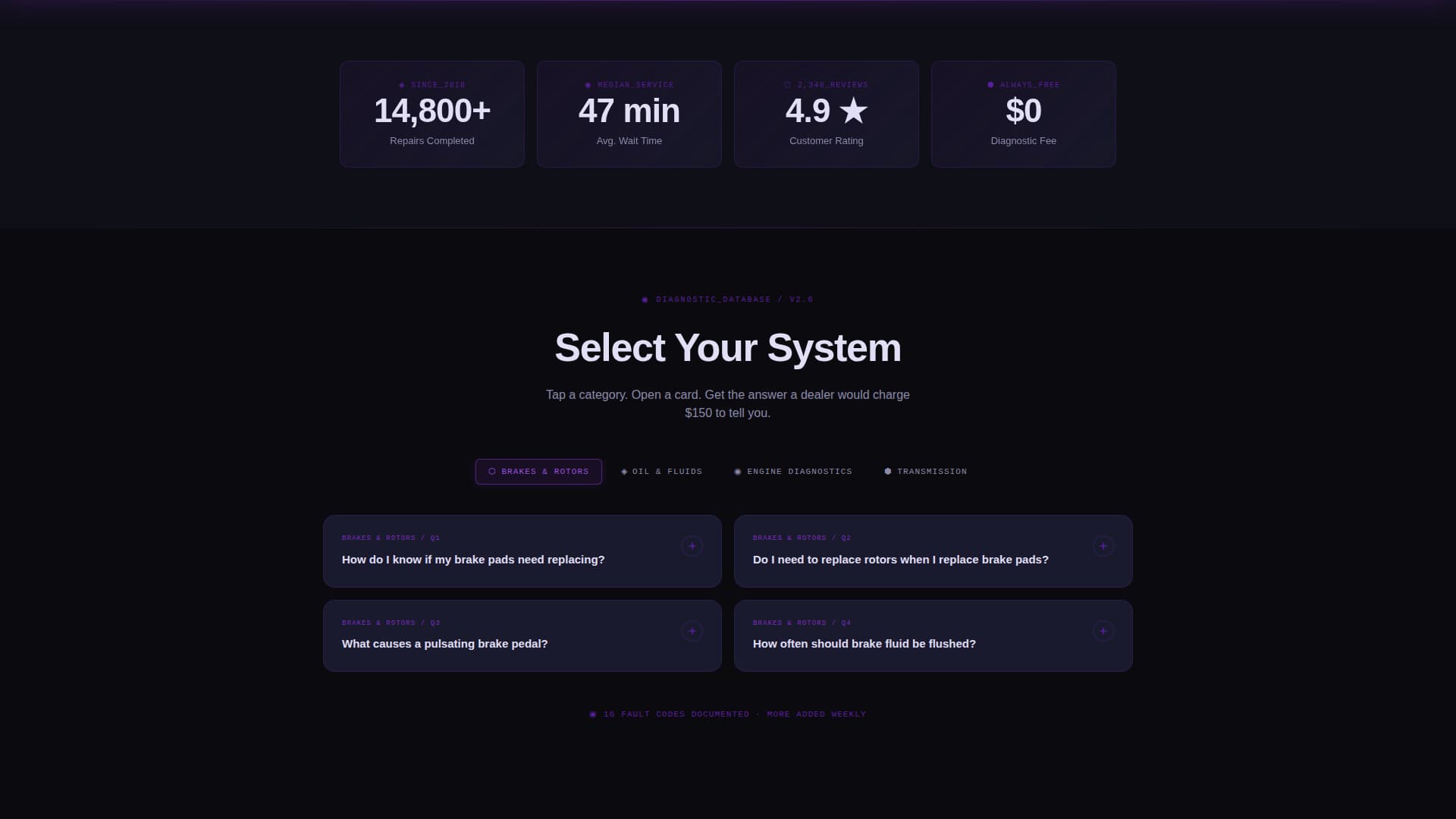Auto Repair Shop FAQ Website Template