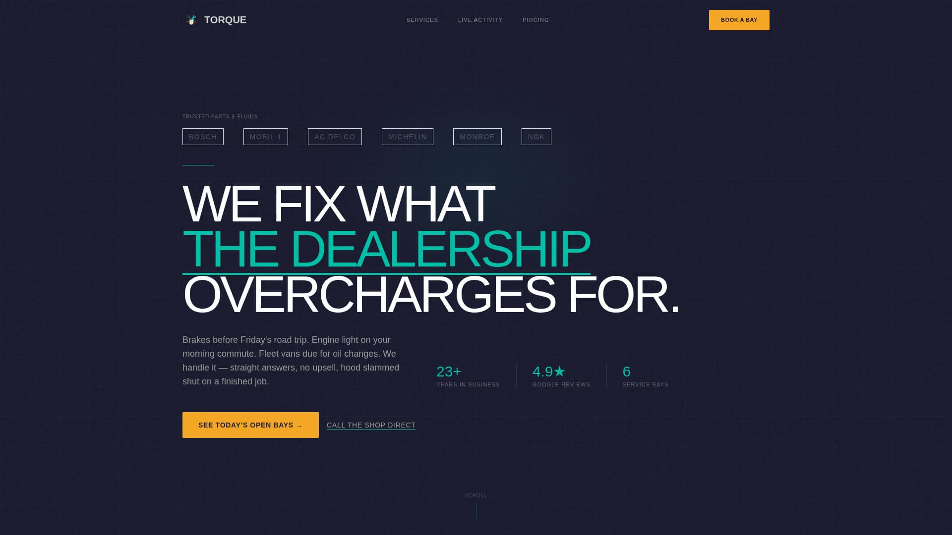 Torque - Bold Autorepair Landing Page Template