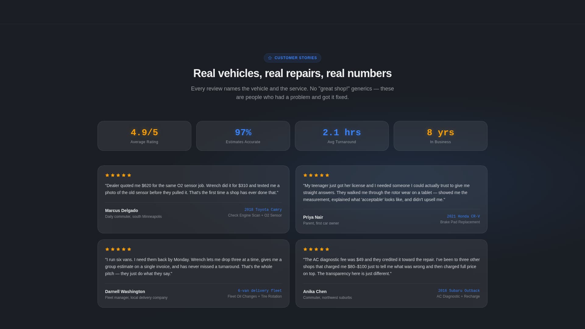 Wrench - Transparent Autorepair Landing Page Template