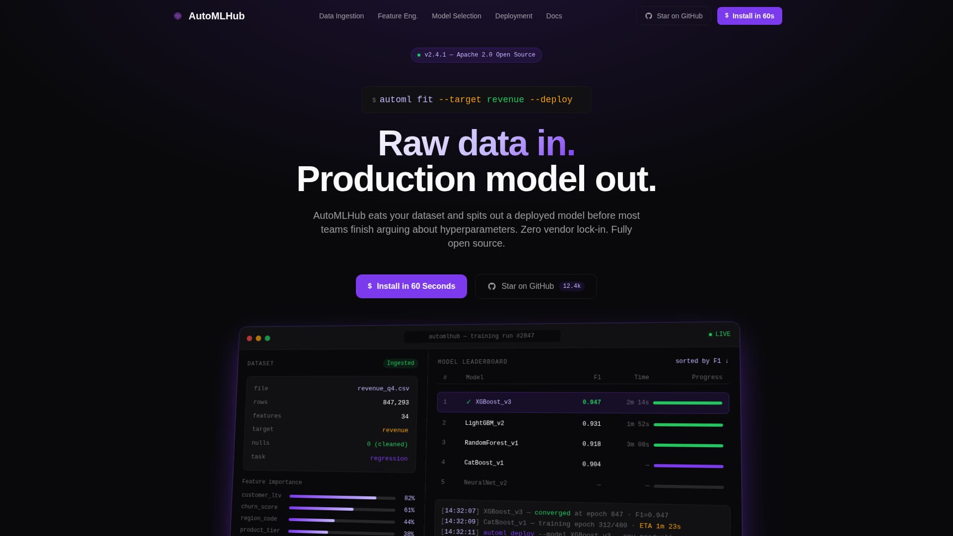 AutoML - Instant Model Training Landing Page Template