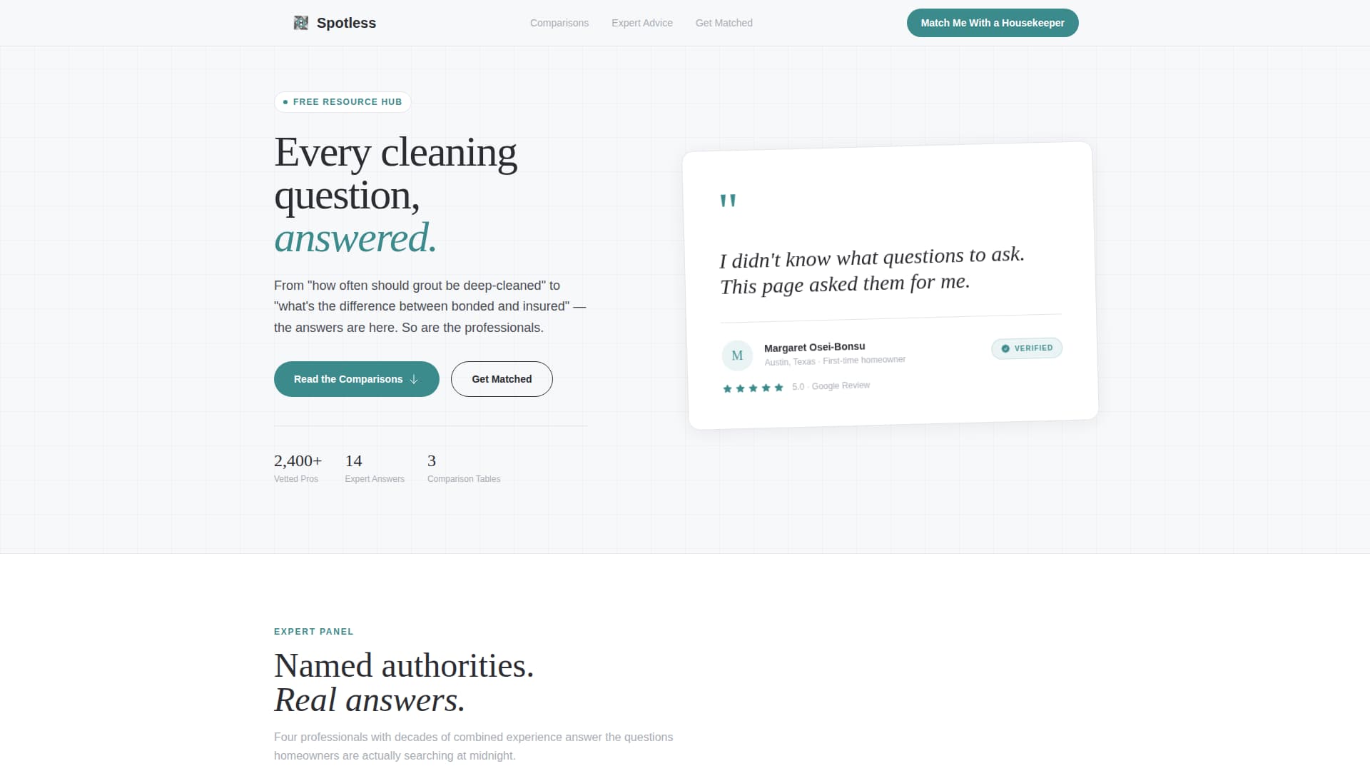 Spotless - Precision Housekeeper Landing Page Template