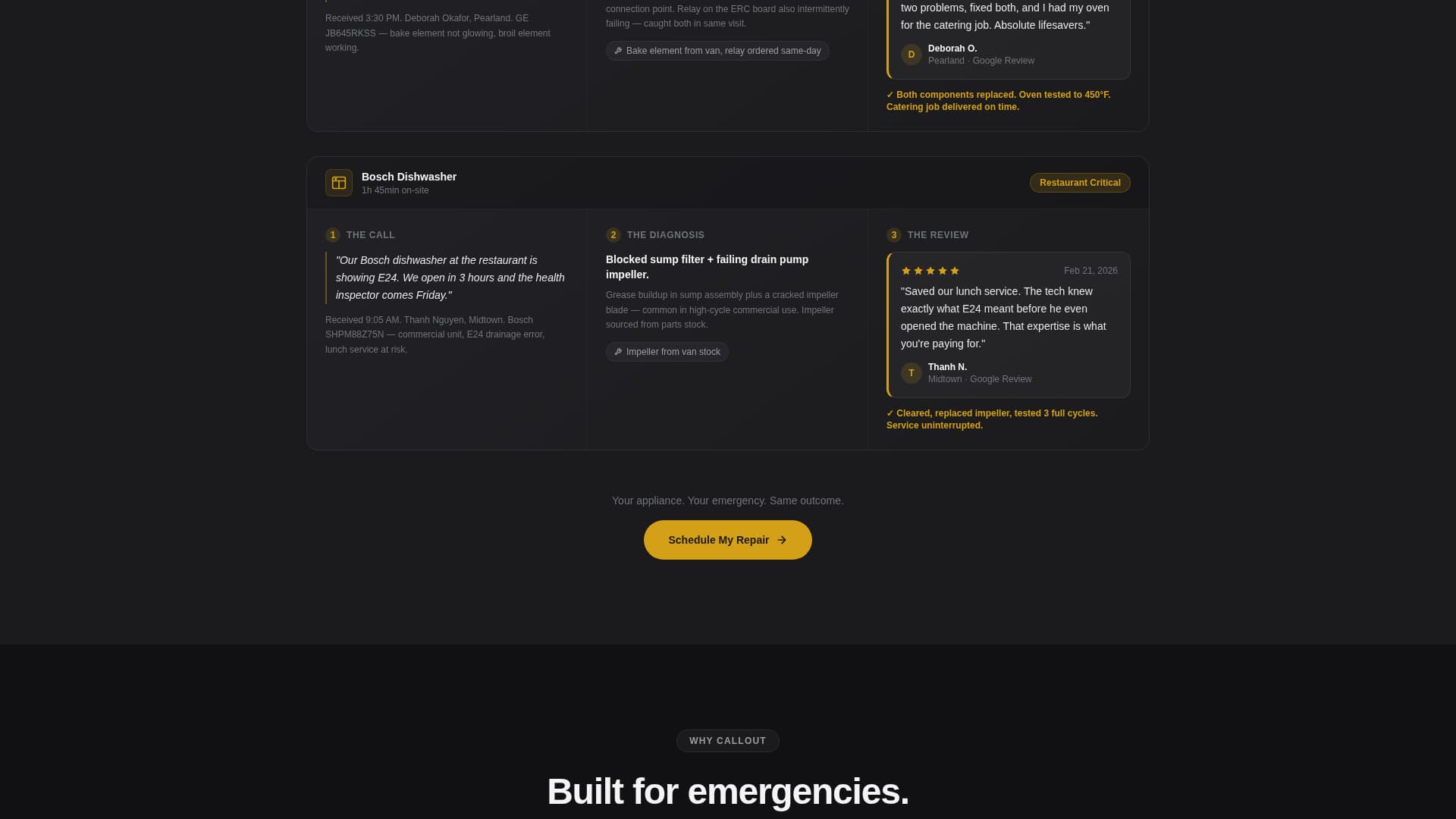 Callout — Dependable Appliance Repair Landing Page Template