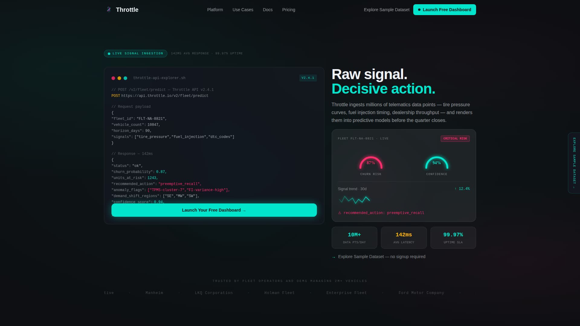 Throttle - Predictive Automotive Landing Page Template